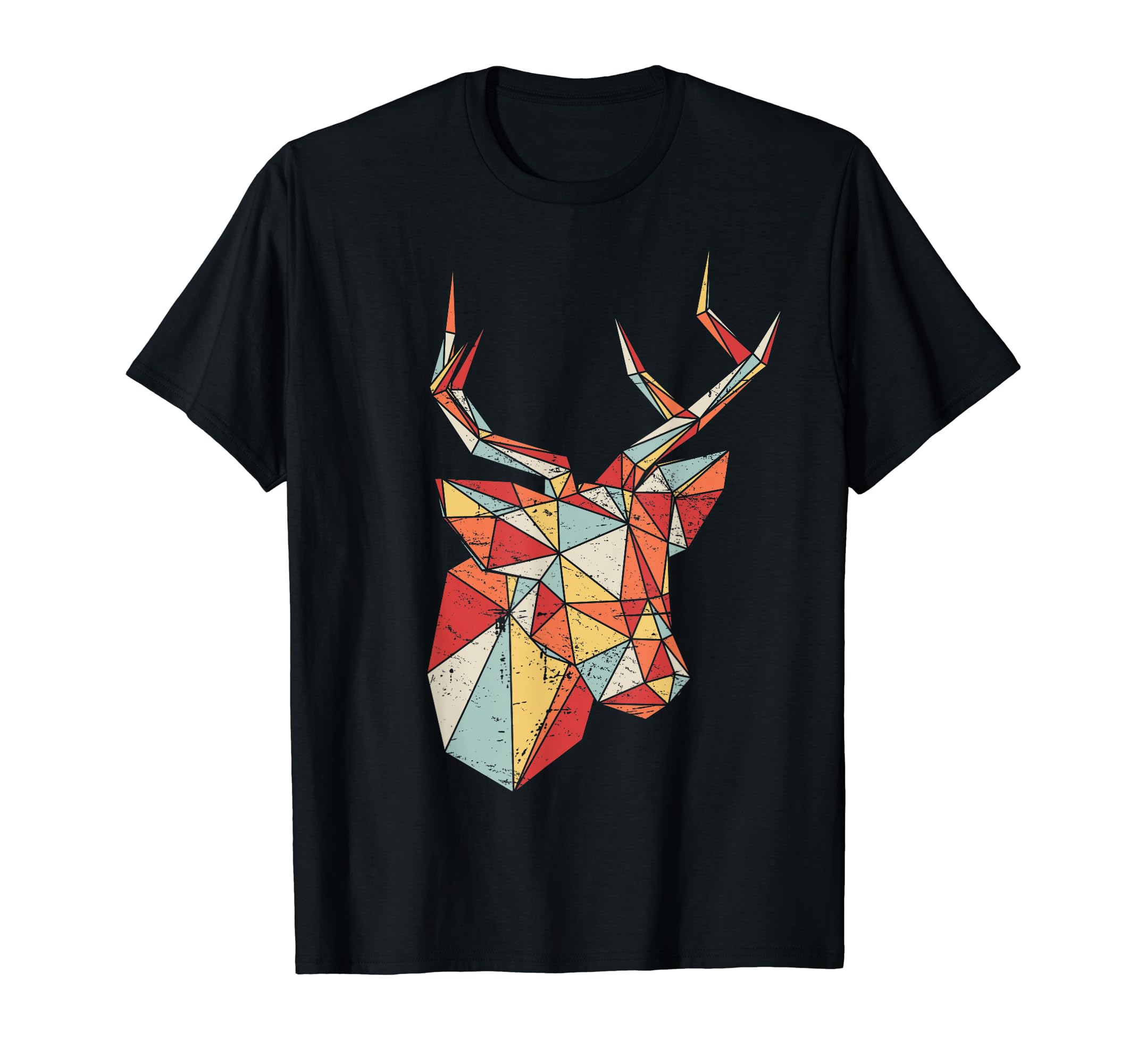 Distressed Low Poly Deer Head T-Shirt - Streetwear Style Unisex - T-Shirt, Sweatshirt, Hoodie