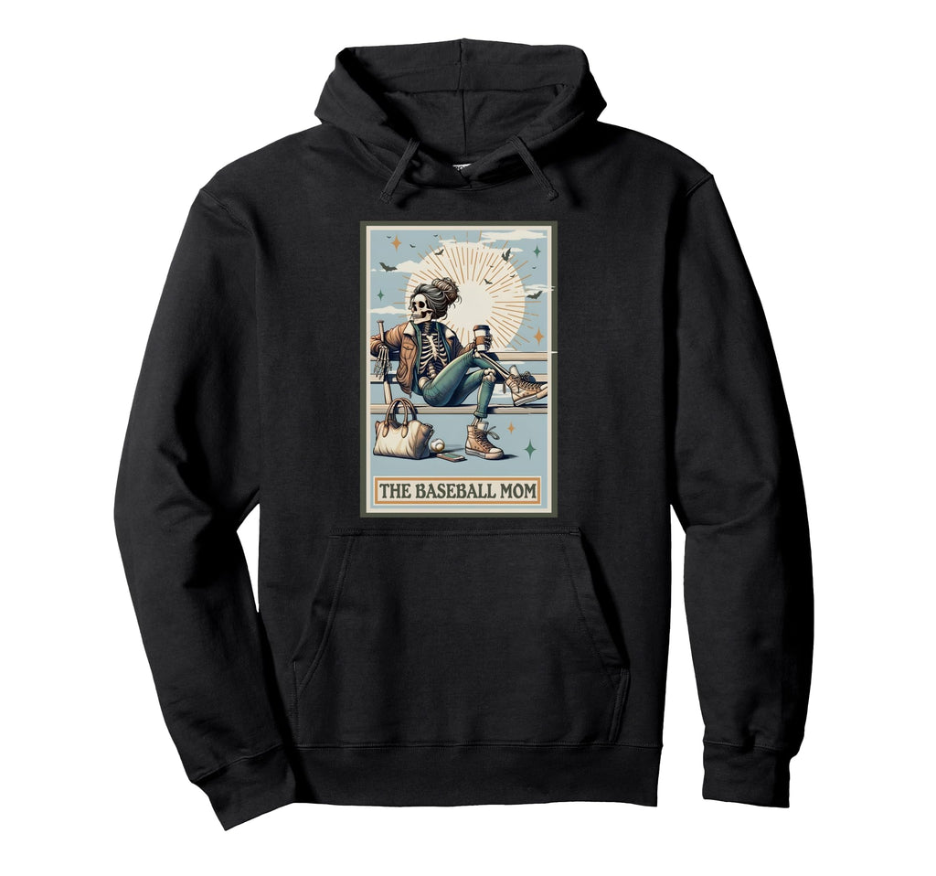 Baseball Mom Skeleton Tarot Card Hoodie - Aesthetic Graphic Men Women - T-Shirt, Sweatshirt, Hoodie