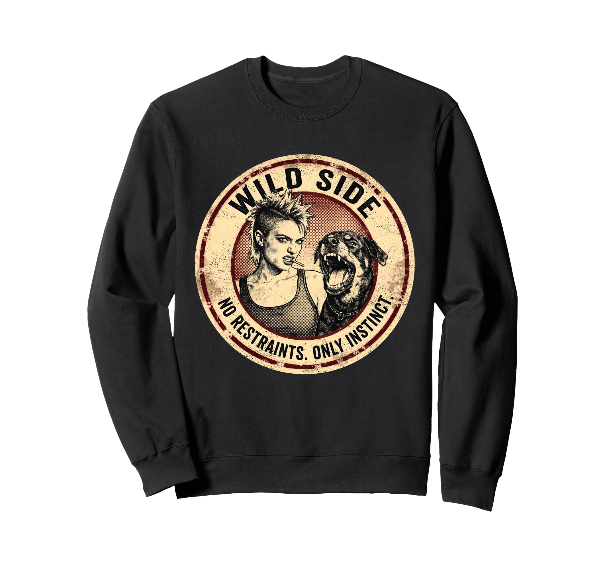 Punk And Dog 90S Grunge Badge Sweatshirt - Casual Everyday Wear Men Women - T-Shirt, Sweatshirt, Hoodie