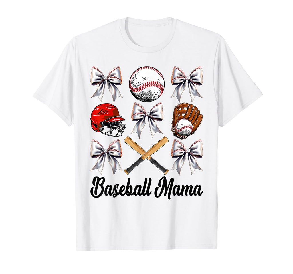 Baseball Mama Bow Baseball Mom T-Shirt - Custom Art Print Men Women - T-Shirt, Sweatshirt, Hoodie