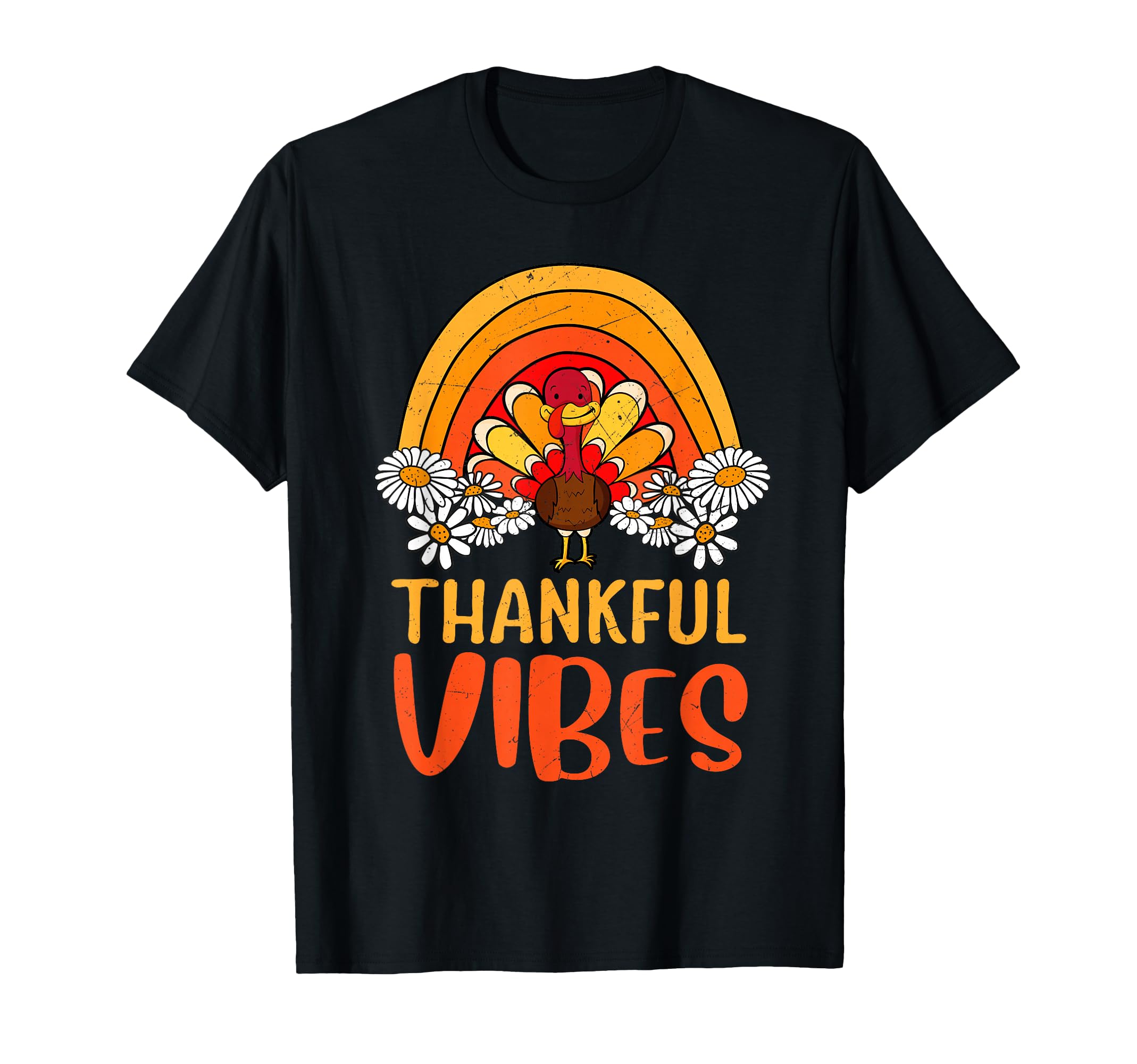 Thankful Vibes Turkey Groovy T-Shirt - Fun Novelty Design for Adults - T-Shirt, Sweatshirt, Hoodie