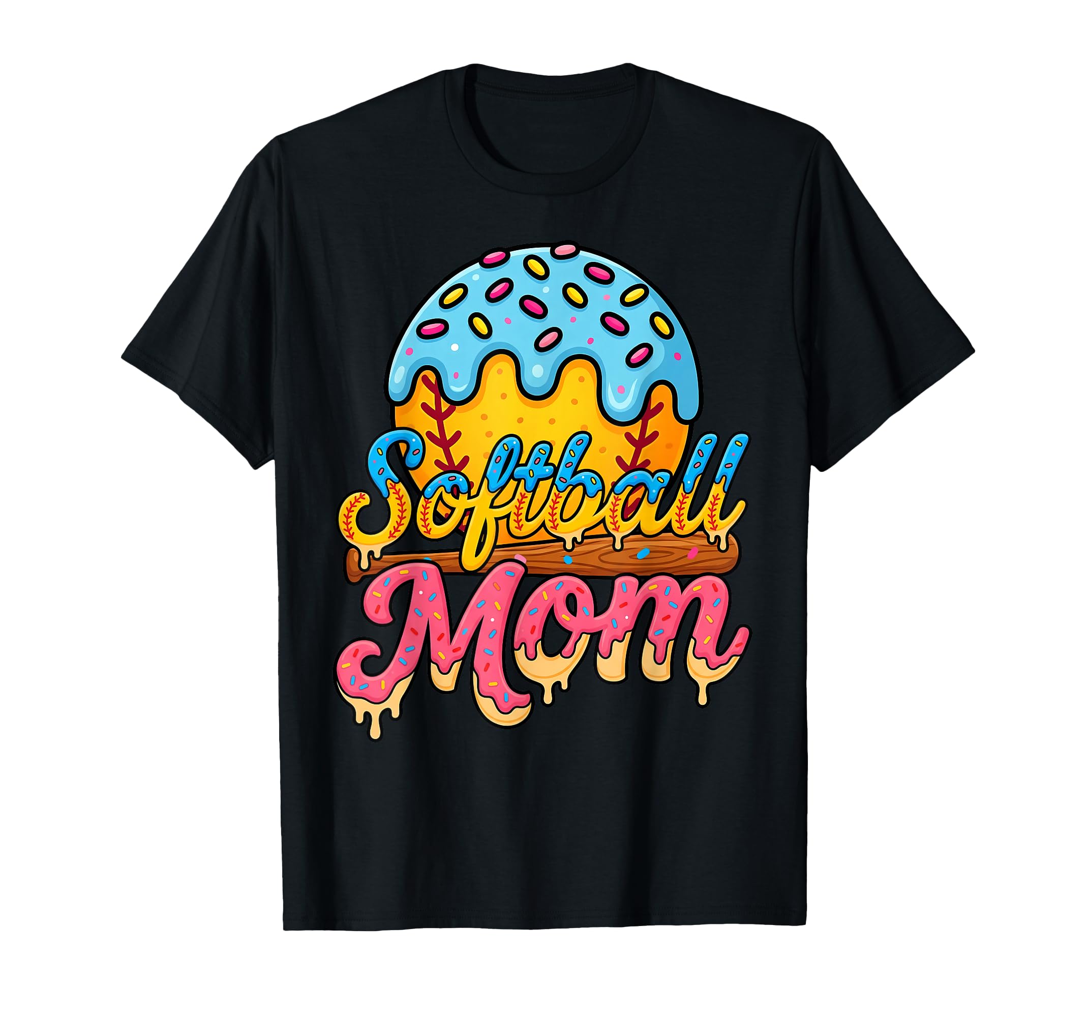 Ice Cream Drip Softball Mom Game Day T-Shirt - Aesthetic Graphic Unisex - T-Shirt, Sweatshirt, Hoodie