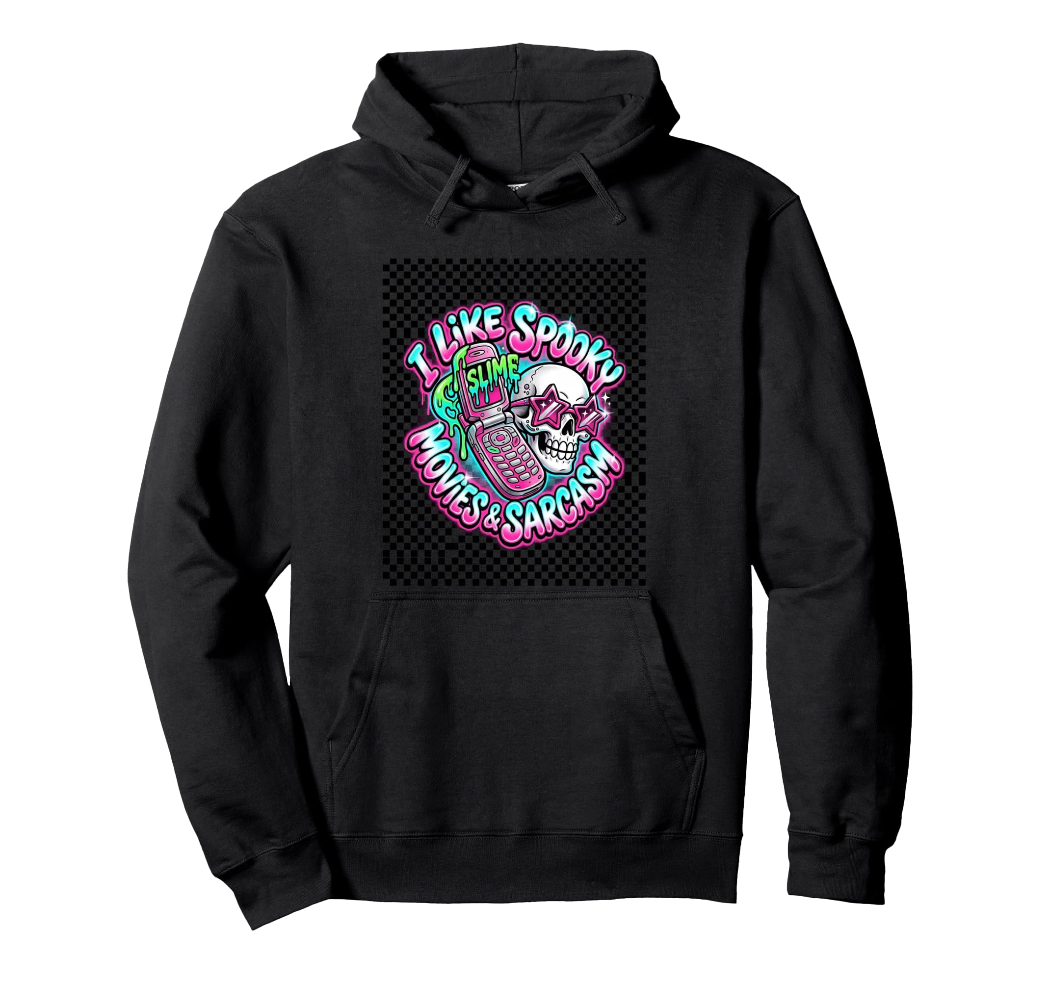 I Like Spooky Movies Sarcasm Y2K Airbrush Hoodie - Novelty Apparel Unisex - T-Shirt, Sweatshirt, Hoodie