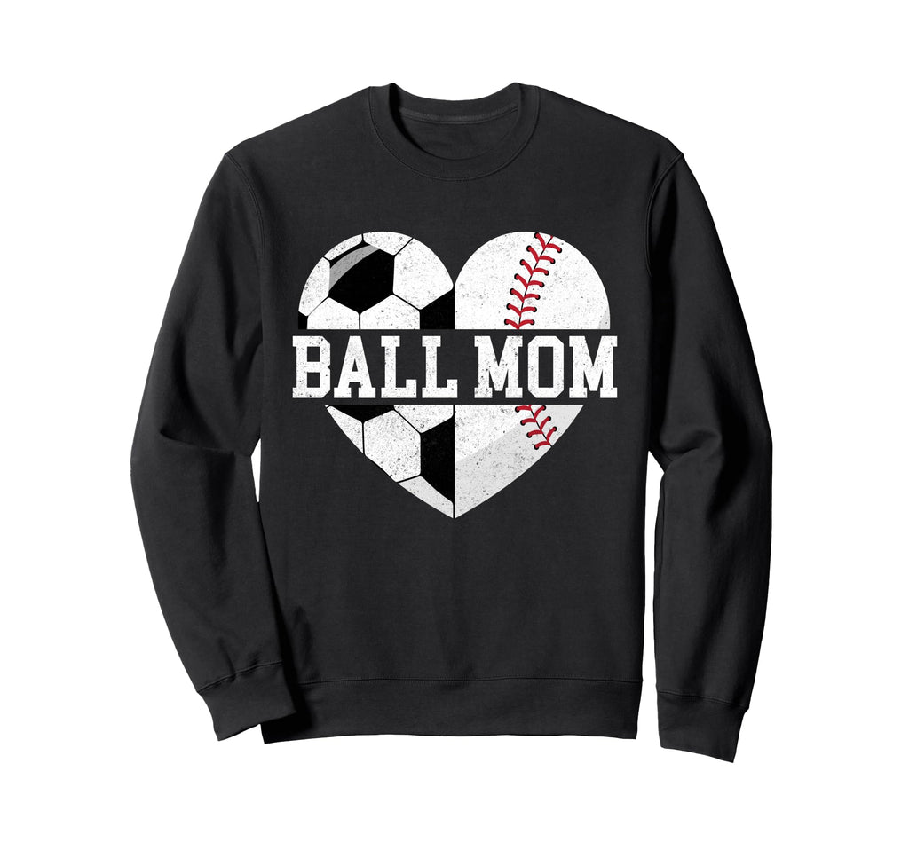 Ball Mom Heart Funny Baseball Sweatshirt - Minimalist Print for Adults - T-Shirt, Sweatshirt, Hoodie