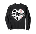 Ball Mom Heart Funny Baseball Sweatshirt - Minimalist Print for Adults - T-Shirt, Sweatshirt, Hoodie