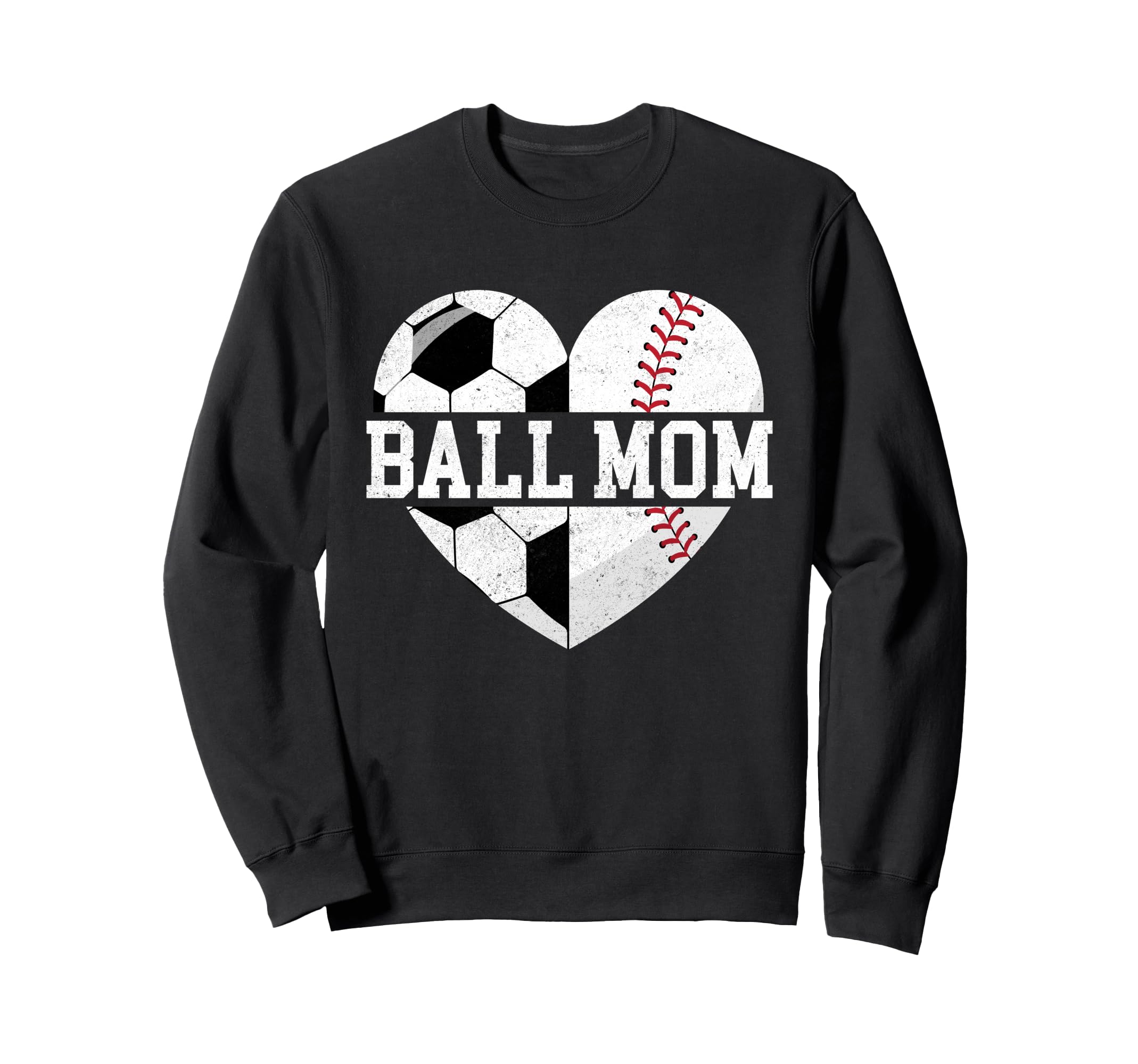 Ball Mom Heart Funny Baseball Sweatshirt - Minimalist Print for Adults - T-Shirt, Sweatshirt, Hoodie