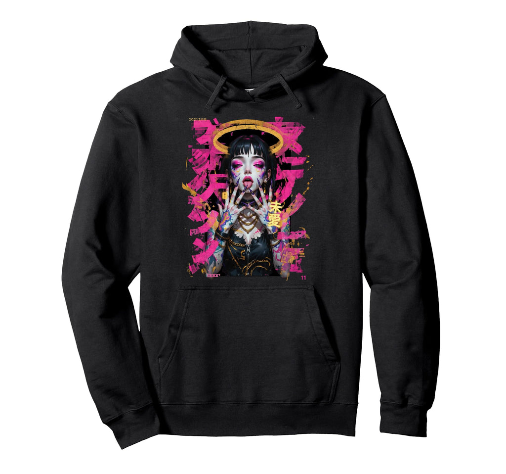 Japanese Cyberpunk Angel Streetwear Hoodie - Custom Art Print Men Women - T-Shirt, Sweatshirt, Hoodie