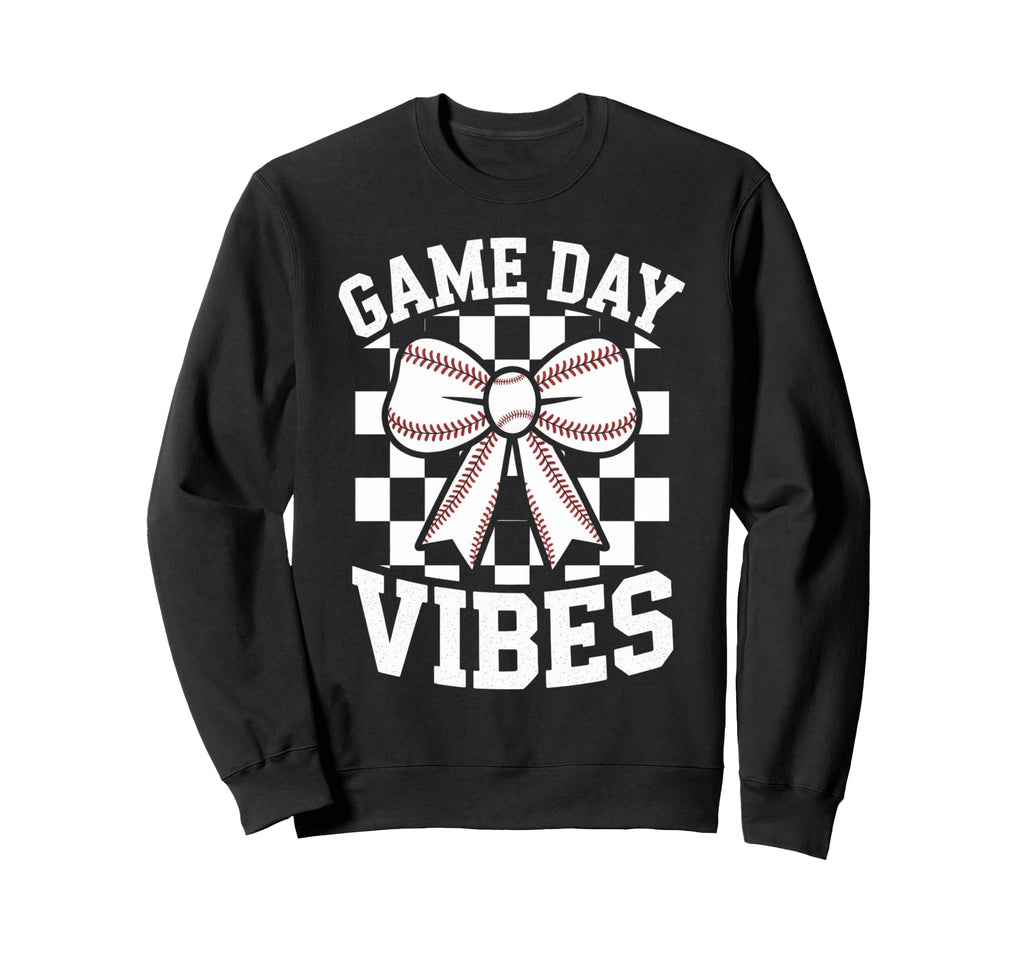 Game Day Vibes Coquette Bow Baseball Sweatshirt - Unique Graphic Men Women - T-Shirt, Sweatshirt, Hoodie