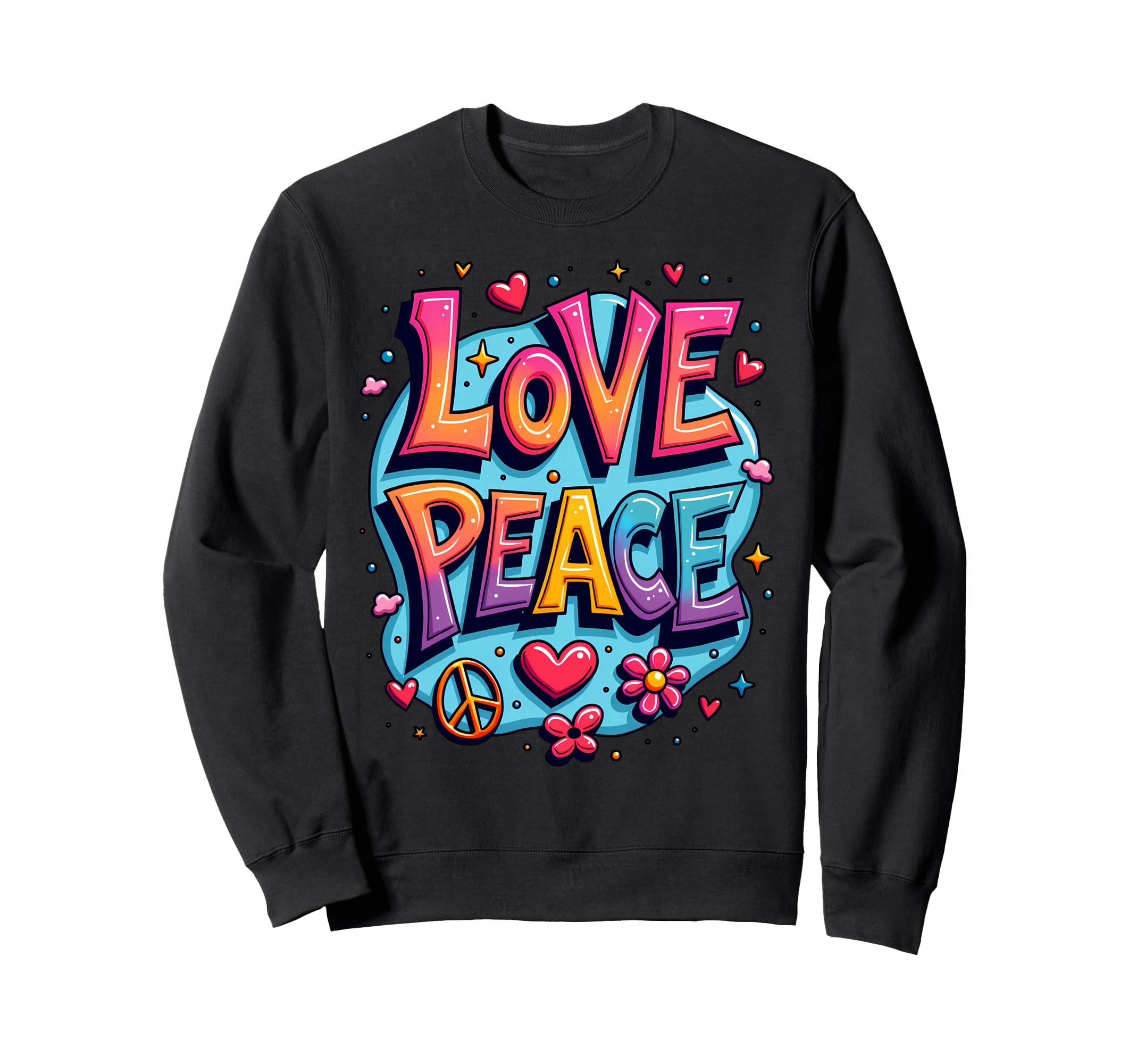 60S 70S Flower Power Groovy Love Sweatshirt - Trendy Graphic for Adults - T-Shirt, Sweatshirt, Hoodie