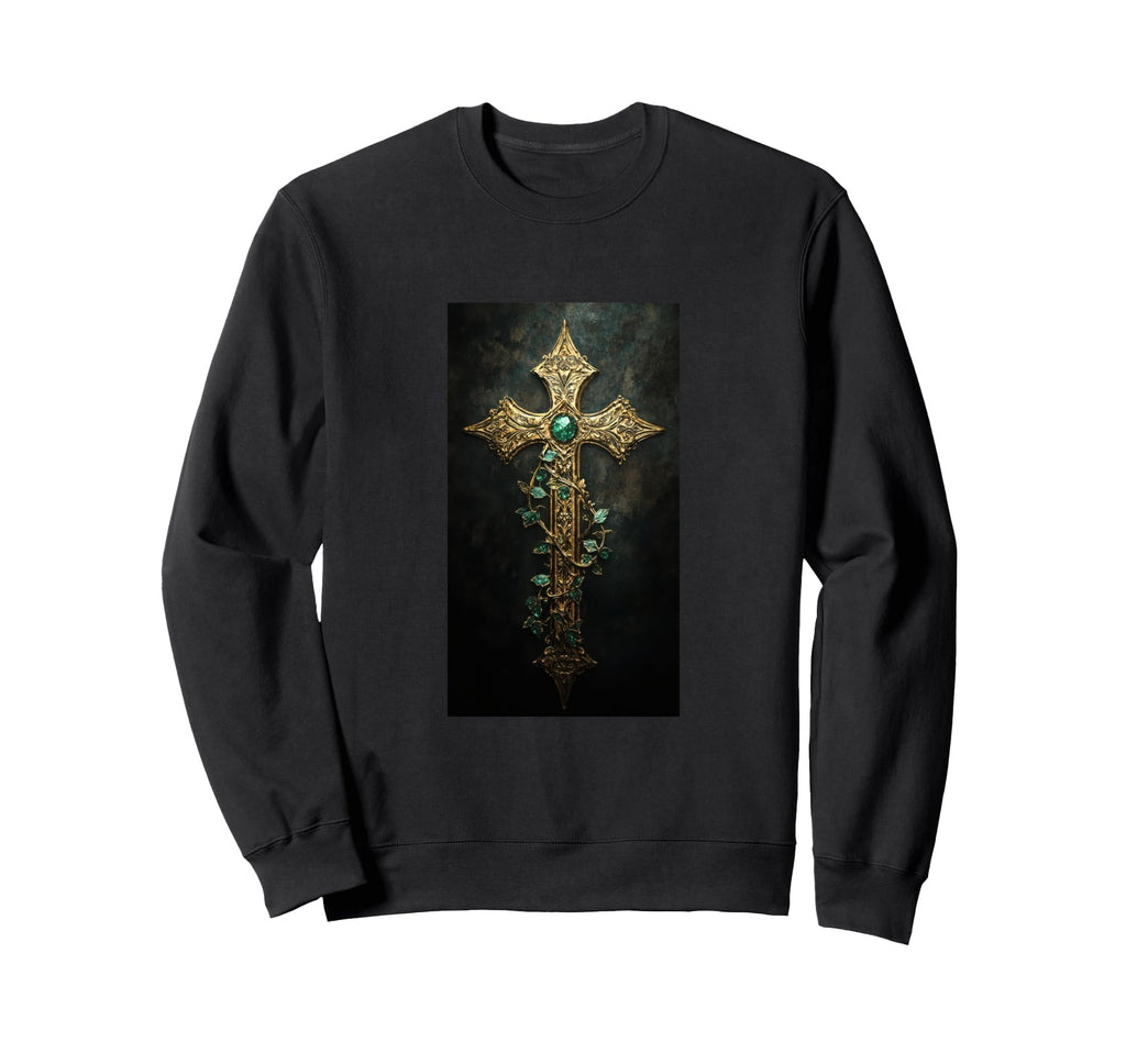Gothic Cross Grunge Aesthetic Sweatshirt - Casual Everyday Wear for Adults - T-Shirt, Sweatshirt, Hoodie