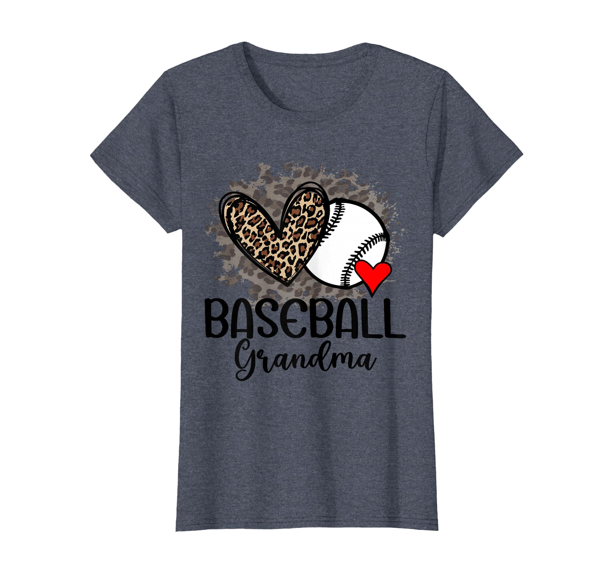 Baseball Grandma Funny Leopard Heart T-Shirt - Graphic Print Men Women - T-Shirt, Sweatshirt, Hoodie