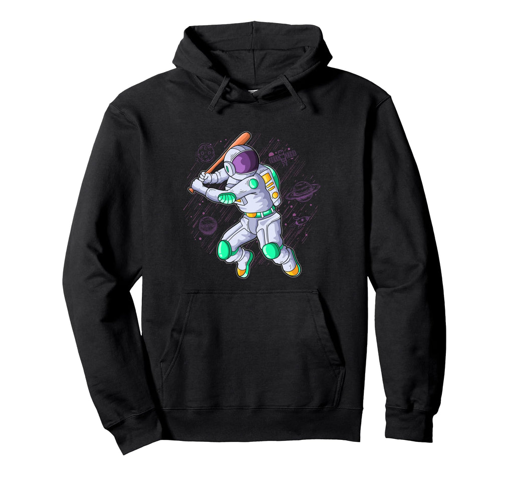 Astronaut Playing Baseball Game Hoodie - Streetwear Style for Adults - T-Shirt, Sweatshirt, Hoodie