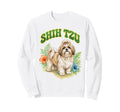 Shih Tzu Groovy Floral Watercolor Sweatshirt - Custom Art Print Men Women - T-Shirt, Sweatshirt, Hoodie