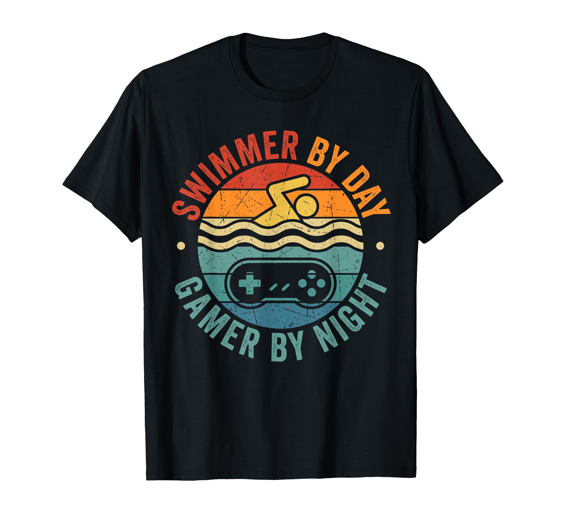 Swimmer Day Gamer Night Funny T-Shirt - Fun Novelty Design Men Women - T-Shirt, Sweatshirt, Hoodie