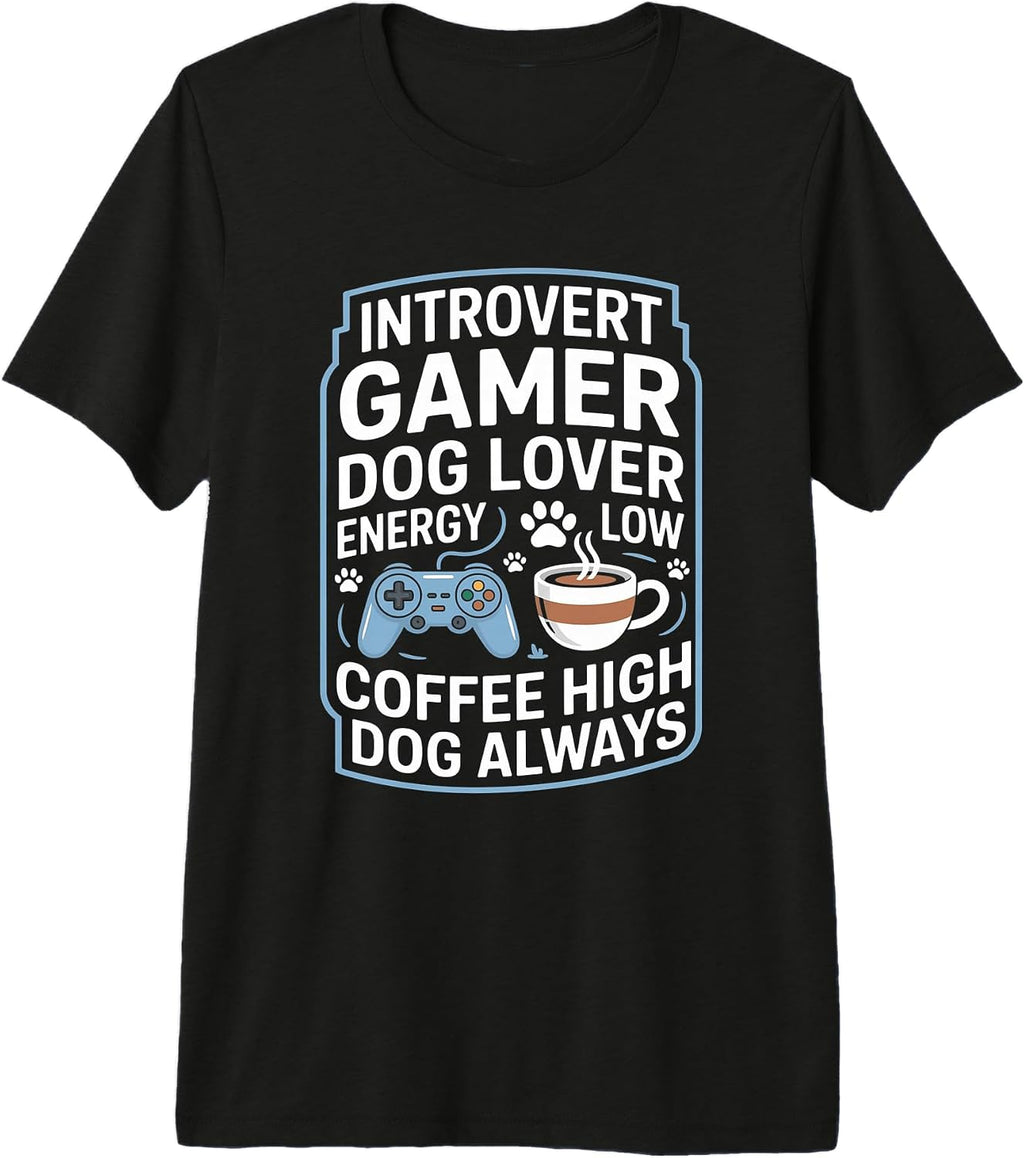 Coffee Dog Lover Introvert Gamer - Adult & Kids T-Shirts, Sweatshirts & Hoodies apparel design preview 1