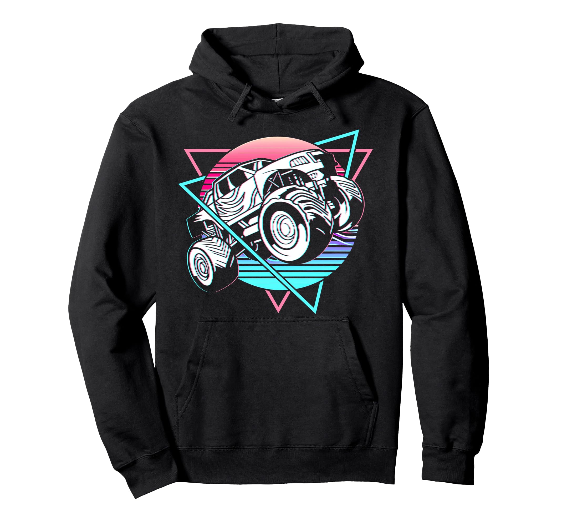 Vaporwave Aesthetic Monster Truck Offroad Hoodie - Unique Graphic Unisex - T-Shirt, Sweatshirt, Hoodie