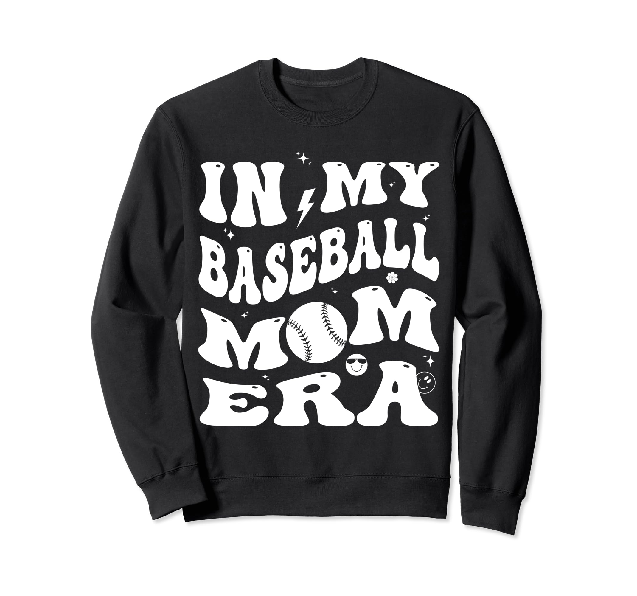 My Baseball Mom Era Groovy Sweatshirt - Custom Art Print for Adults - T-Shirt, Sweatshirt, Hoodie