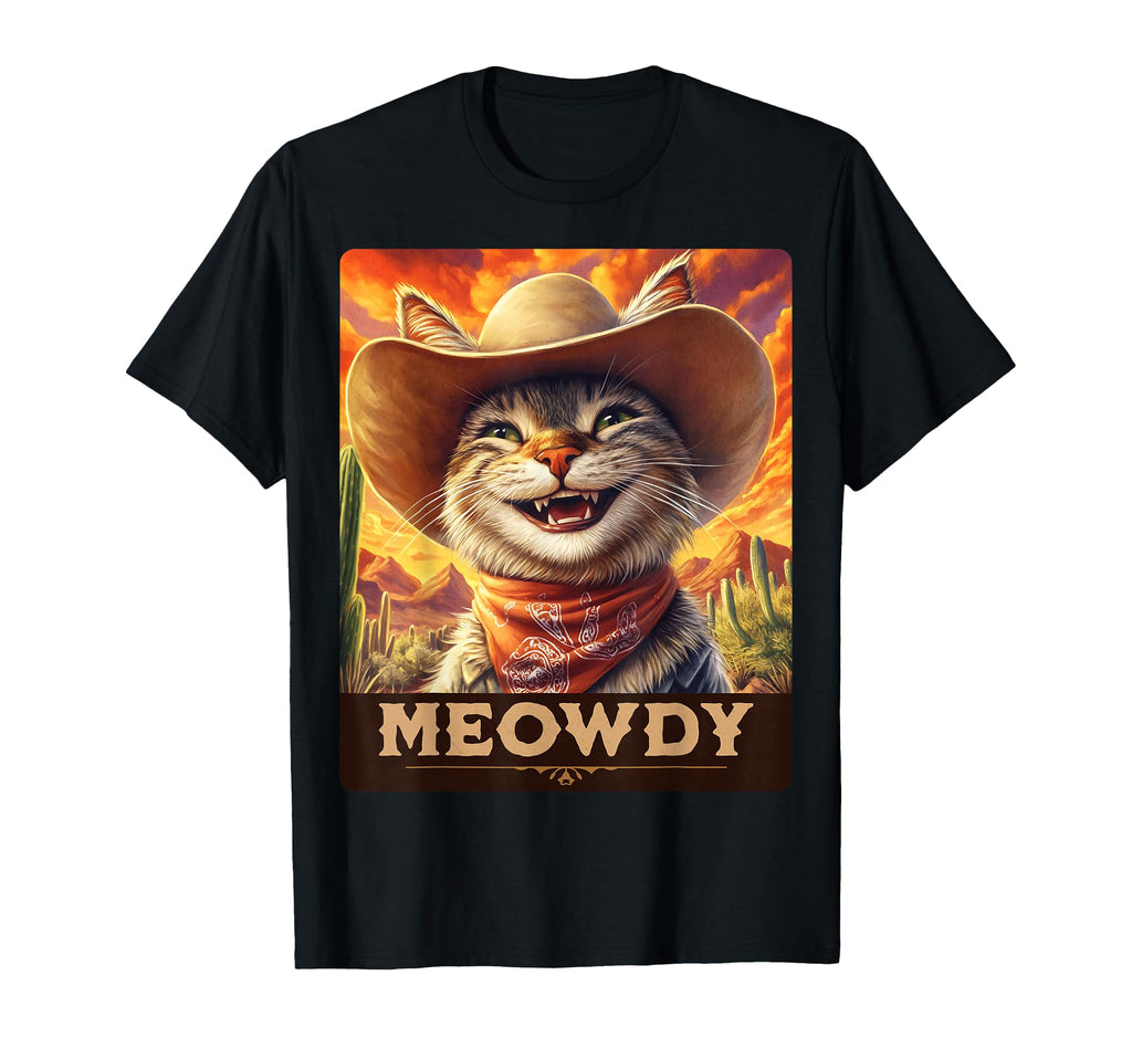 Meowdy Cowboy Furry Friend Wild West Cat T-Shirt - Graphic Print for Adults - T-Shirt, Sweatshirt, Hoodie