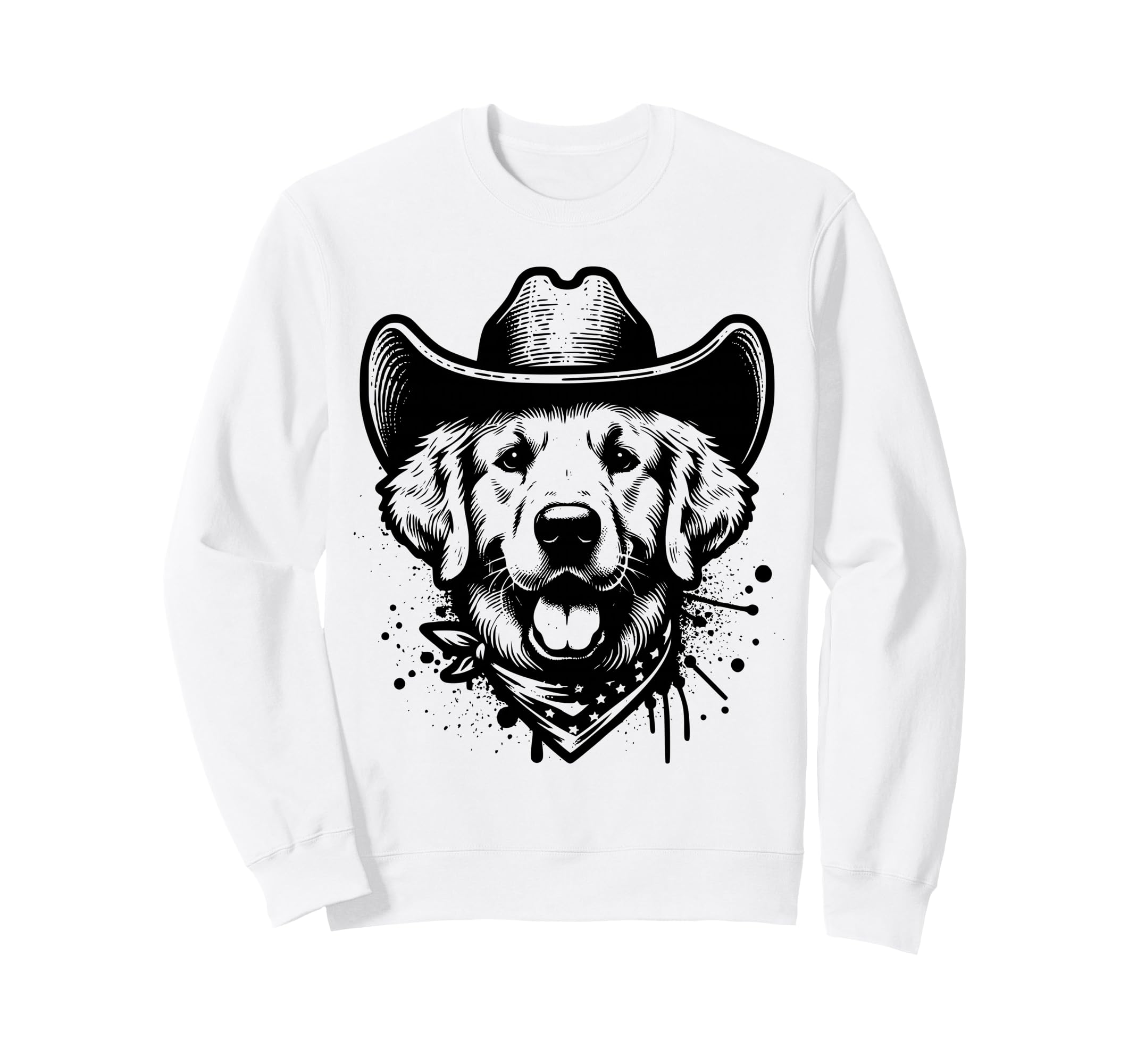 Happy Golden Retriever Cowboy Sweatshirt - Minimalist Print for Adults - T-Shirt, Sweatshirt, Hoodie