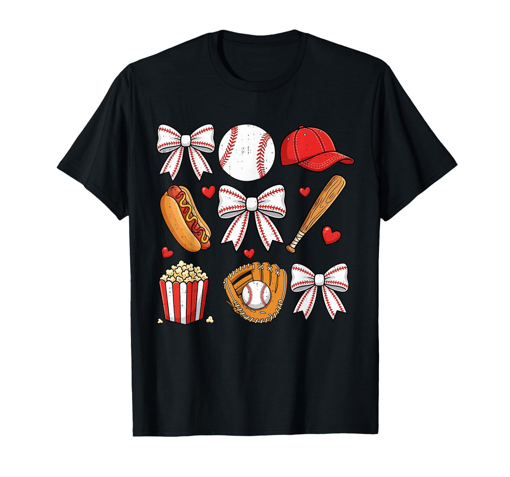Baseball Bow Womens Baseball Mom T-Shirt - Minimalist Print for Adults - T-Shirt, Sweatshirt, Hoodie