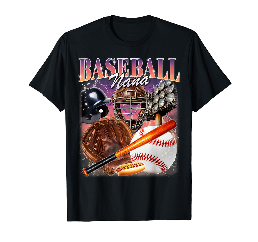Baseball Nana Bootleg 90S Grandma T-Shirt - Graphic Print for Adults - T-Shirt, Sweatshirt, Hoodie