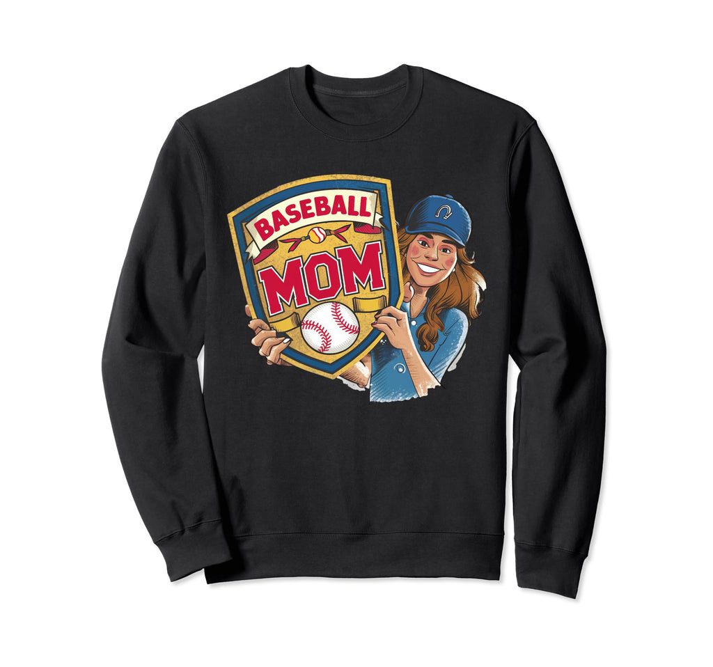 Womens Baseball Mom Mama Mothers Sweatshirt - Aesthetic Graphic for Adults - T-Shirt, Sweatshirt, Hoodie
