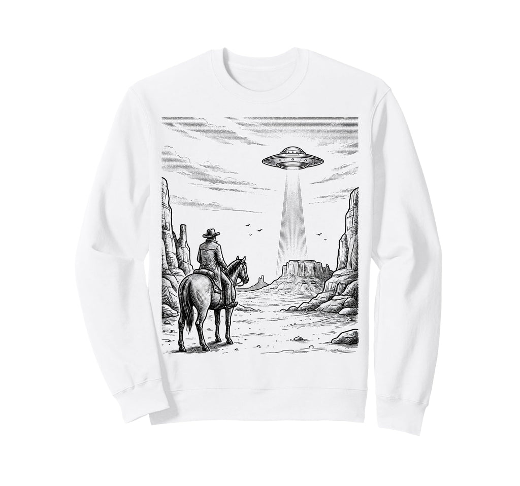 Cowboy Ufo Encounter Western Sweatshirt - Custom Art Print for Adults - T-Shirt, Sweatshirt, Hoodie