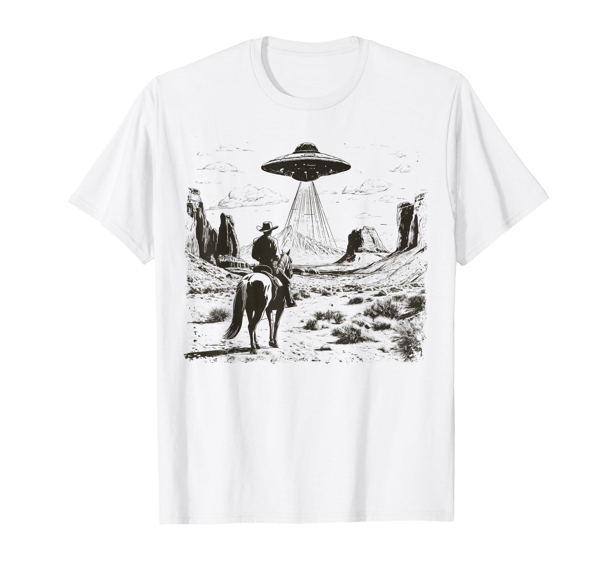 Rodeo Cowboy Western Country Space Ship T-Shirt - Trendy Graphic Men Women - T-Shirt, Sweatshirt, Hoodie