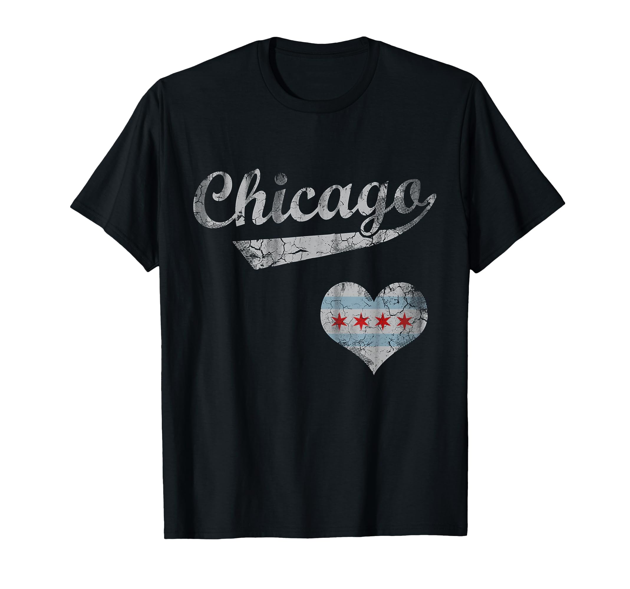 Chicago Flag Heart Love Distressed T-Shirt - Minimalist Print for Adults - T-Shirt, Sweatshirt, Hoodie