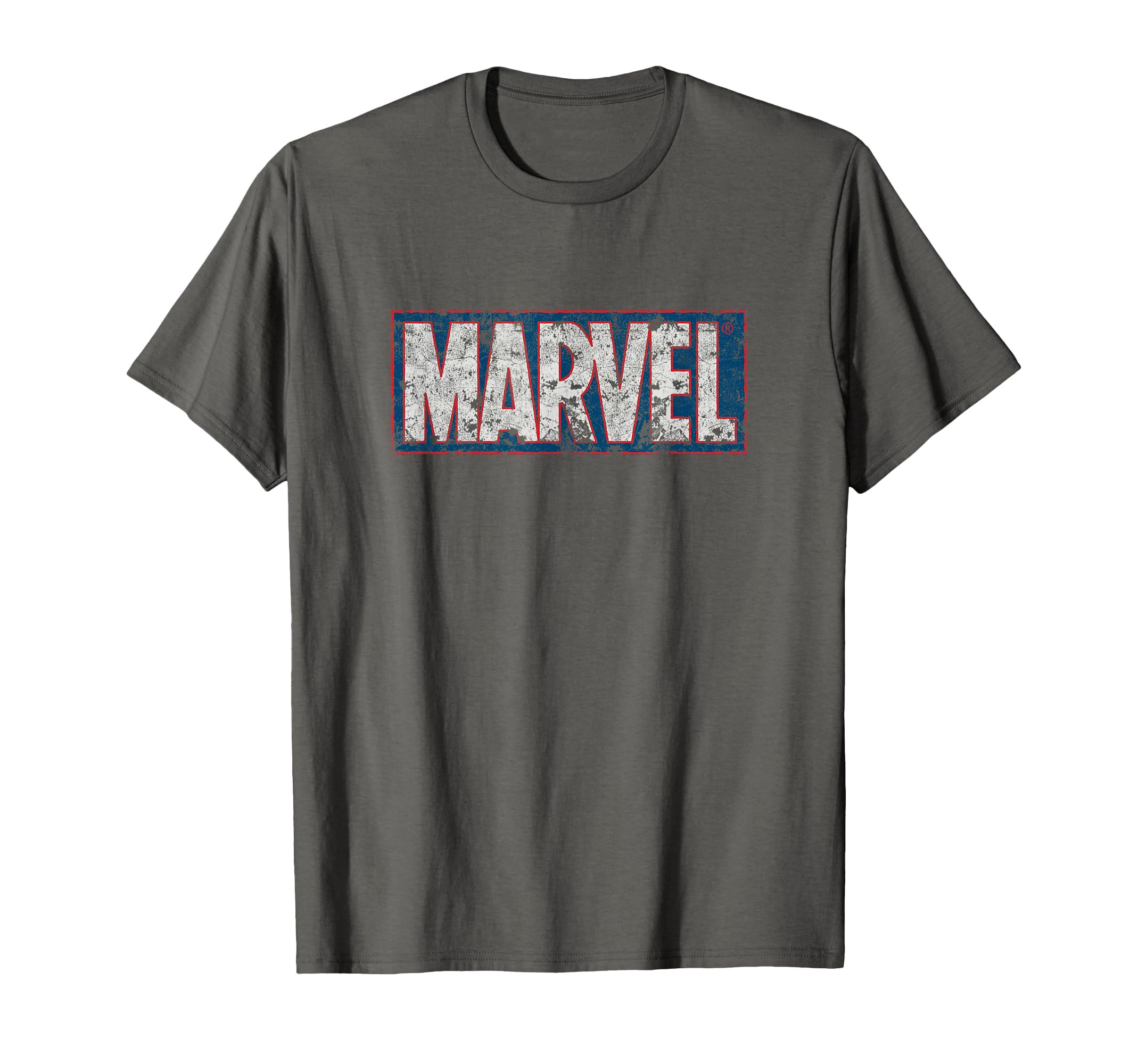 Marvel Comics Blue Red Distressed Logo T-Shirt - Graphic Print for Adults - T-Shirt, Sweatshirt, Hoodie