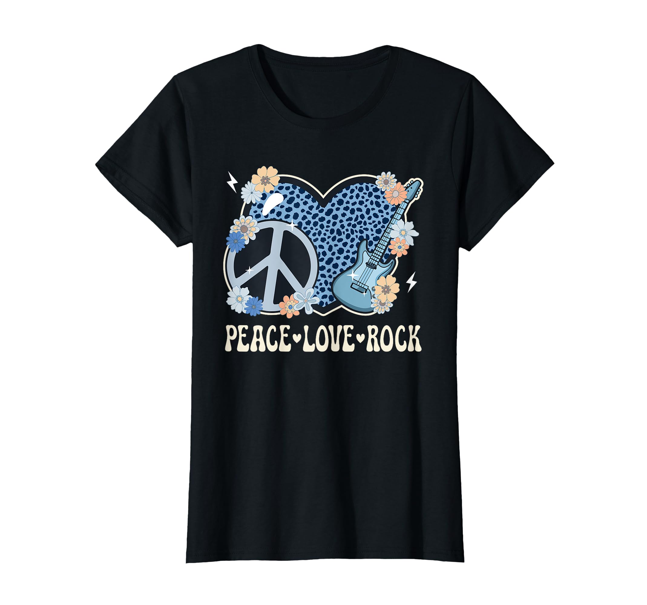 Peace Love Rock And Roll Cheetah T-Shirt - Custom Art Print for Adults - T-Shirt, Sweatshirt, Hoodie