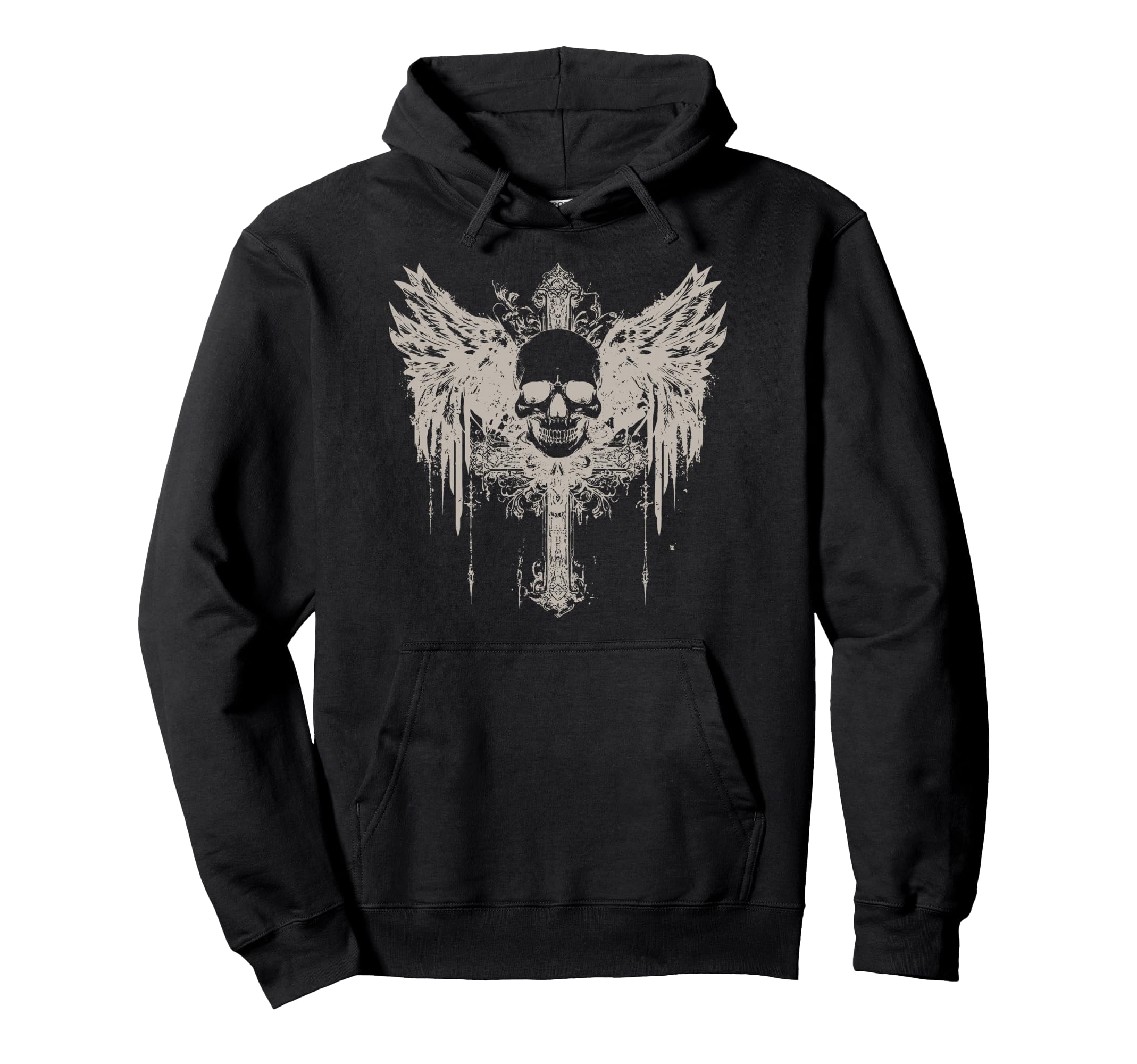 Skull Cross Y2K Grunge Aesthetic Goth Alt Hoodie - Streetwear Style Unisex - T-Shirt, Sweatshirt, Hoodie