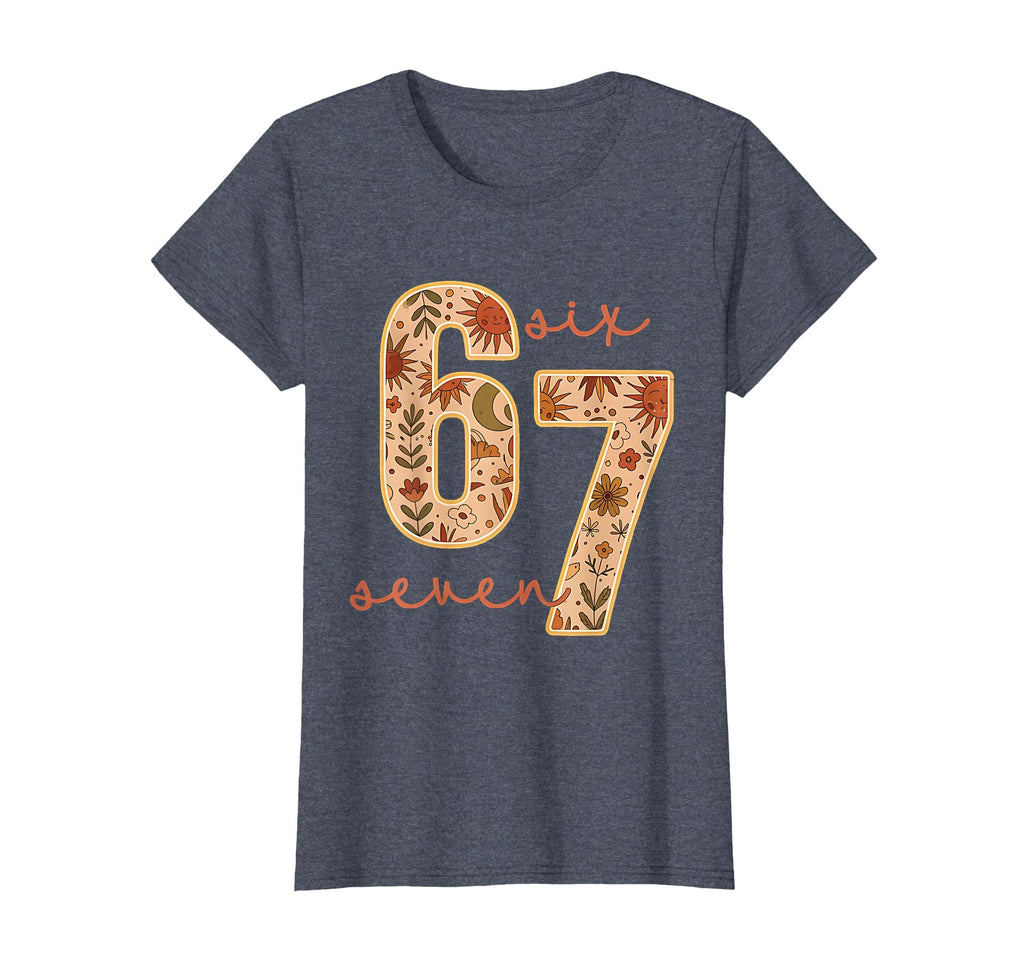 67 Six Seven Boho Floral Moon Flowers T-Shirt - Minimalist Print Men Women - T-Shirt, Sweatshirt, Hoodie