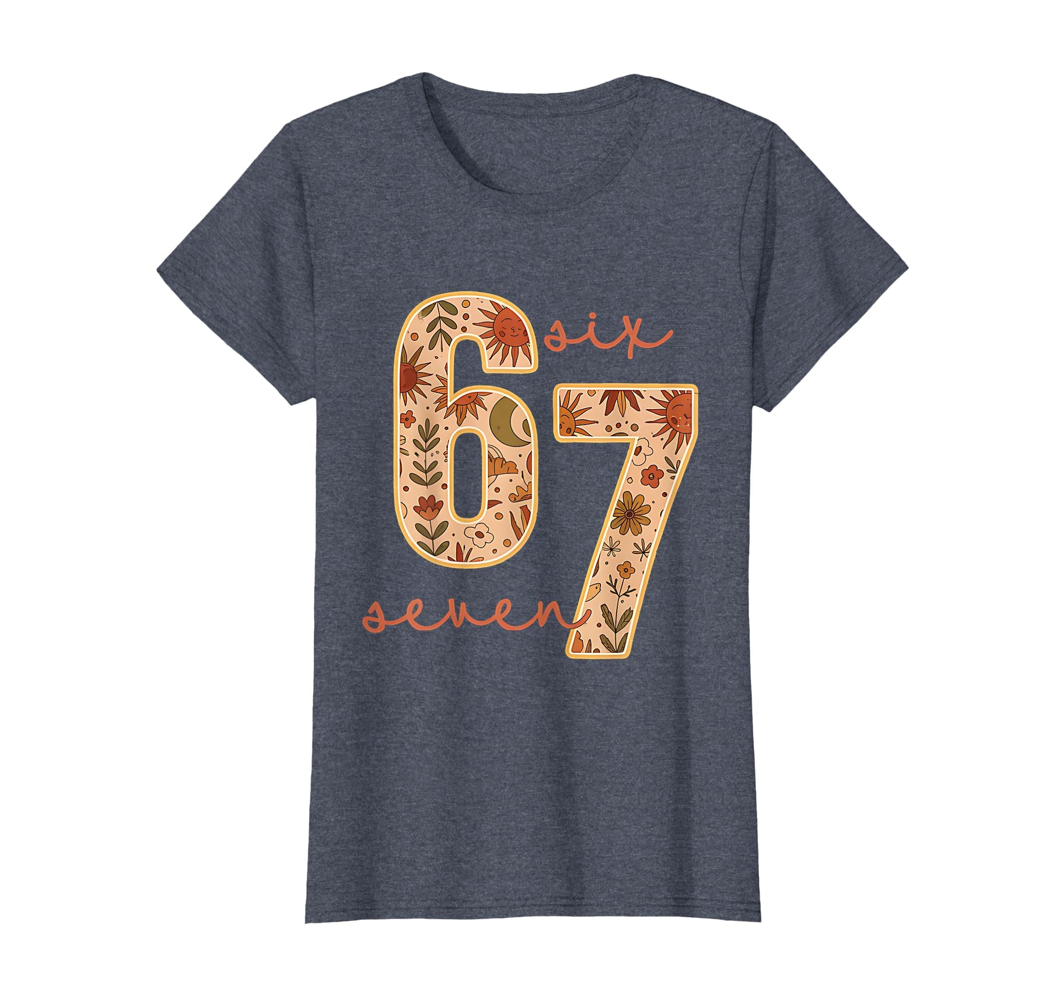 67 Six Seven Boho Floral Moon Flowers T-Shirt - Minimalist Print Men Women - T-Shirt, Sweatshirt, Hoodie