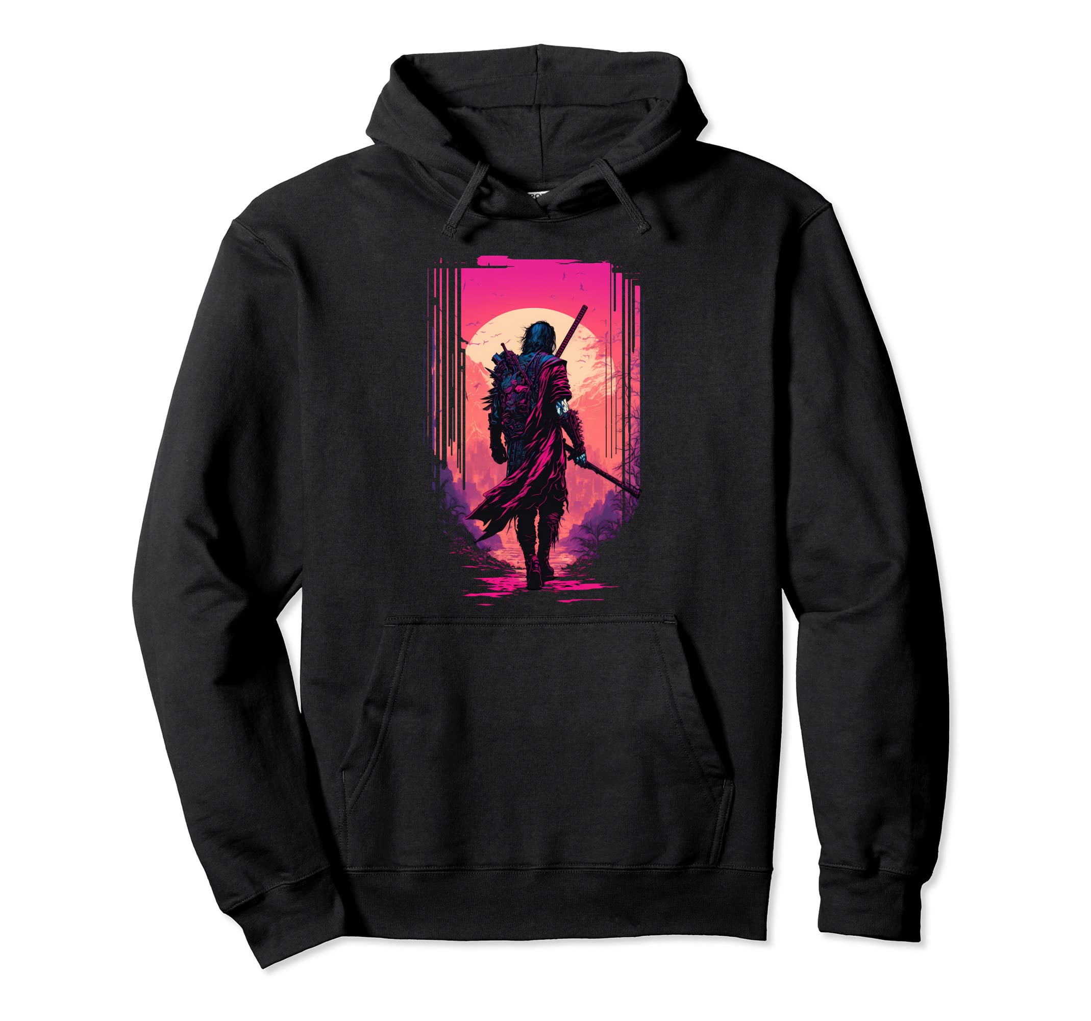 Vaporwave Aesthetic Cyberpunk Samurai Hoodie - Unique Graphic Unisex - T-Shirt, Sweatshirt, Hoodie