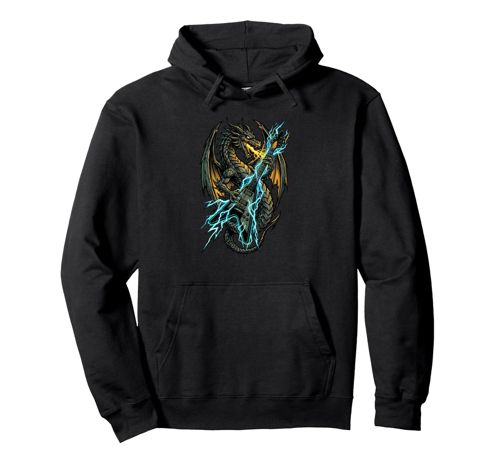 Dragon Playing Electric Guitar Rock And Hoodie - Novelty Apparel Men Women - T-Shirt, Sweatshirt, Hoodie