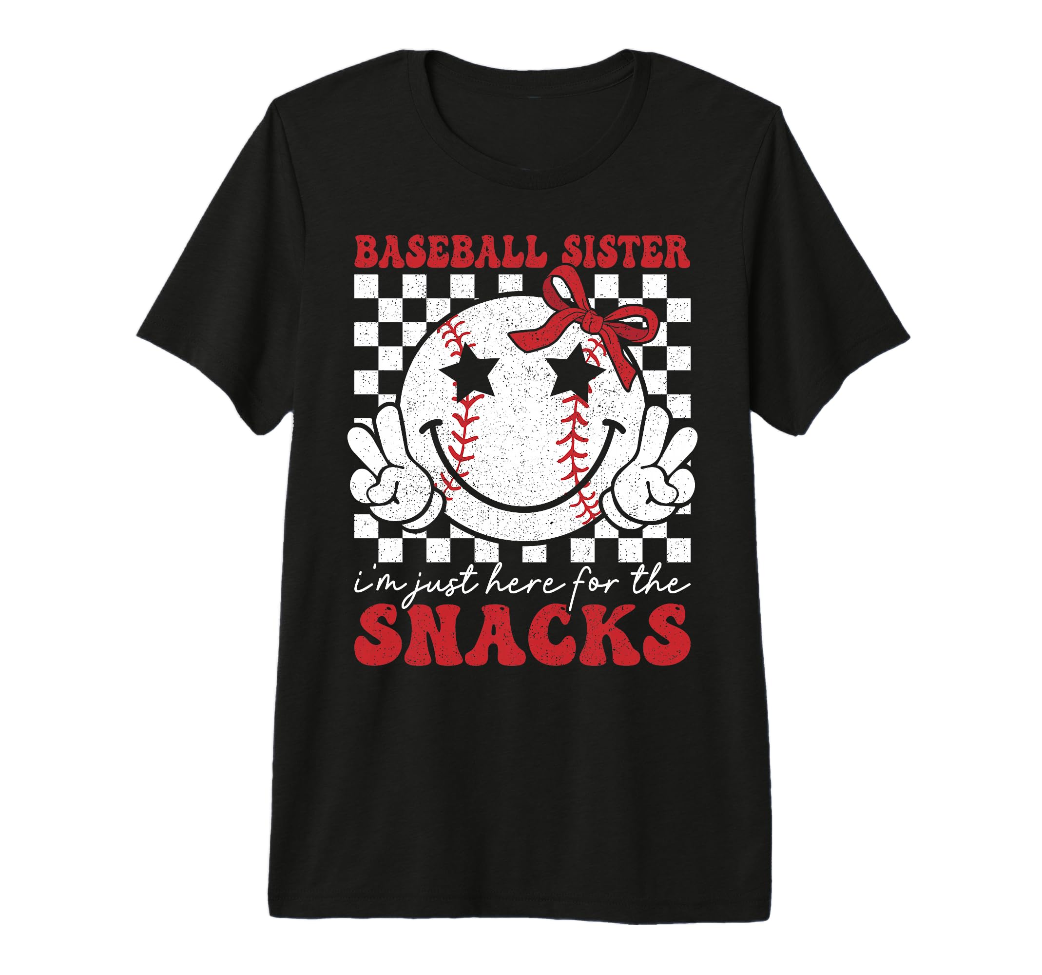 Baseball Sister Im Just Here Snacks Tri T-Shirt - Graphic Print Unisex - T-Shirt, Sweatshirt, Hoodie