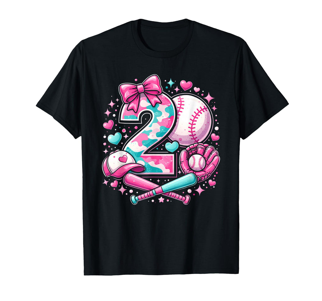 Baseball 2Nd Birthday Celebration Softball T-Shirt - Graphic Print Unisex - T-Shirt, Sweatshirt, Hoodie