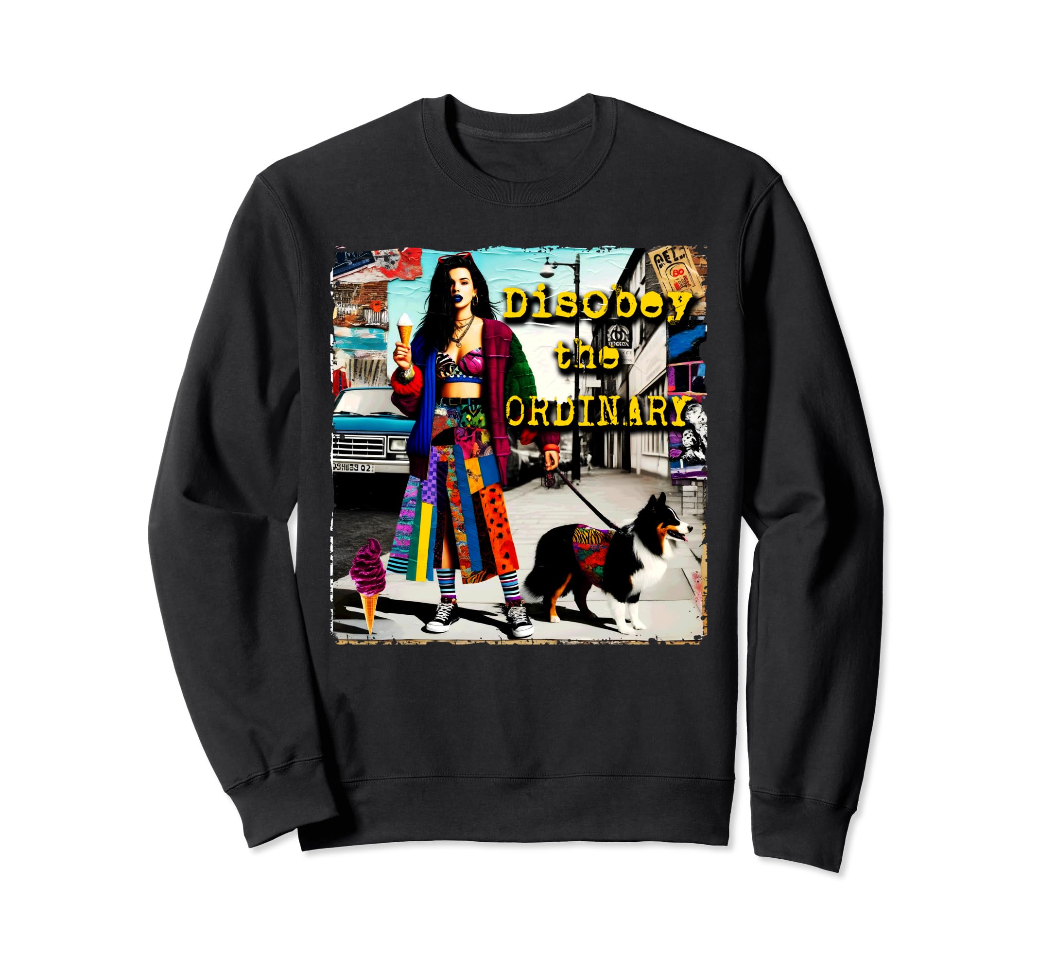 90S Dog Pop Punk Grunge Colorful Sweatshirt - Unique Graphic Unisex - T-Shirt, Sweatshirt, Hoodie