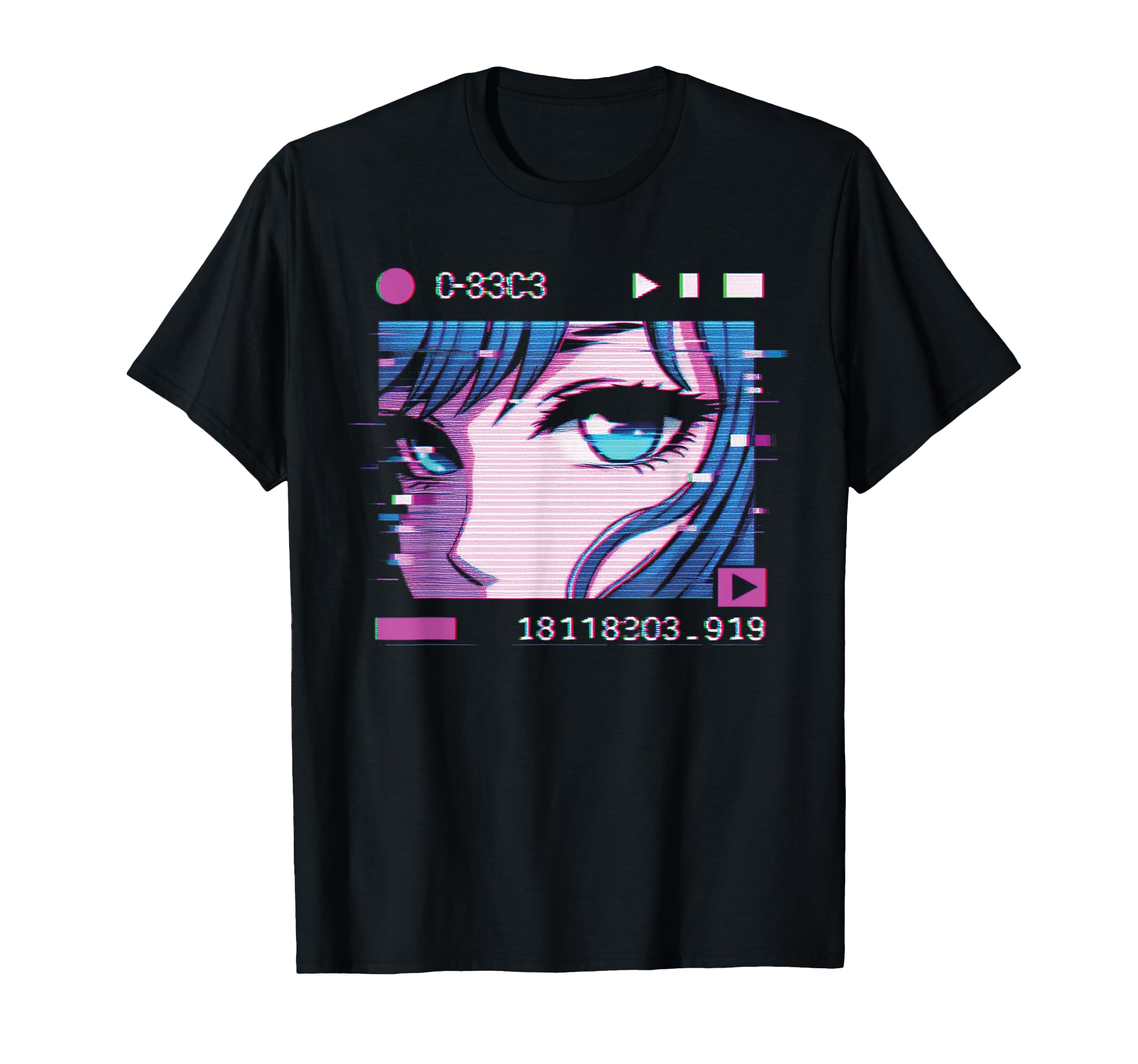 Anime Vaporwave Aesthetic Glitch T-Shirt - Aesthetic Graphic for Adults - T-Shirt, Sweatshirt, Hoodie