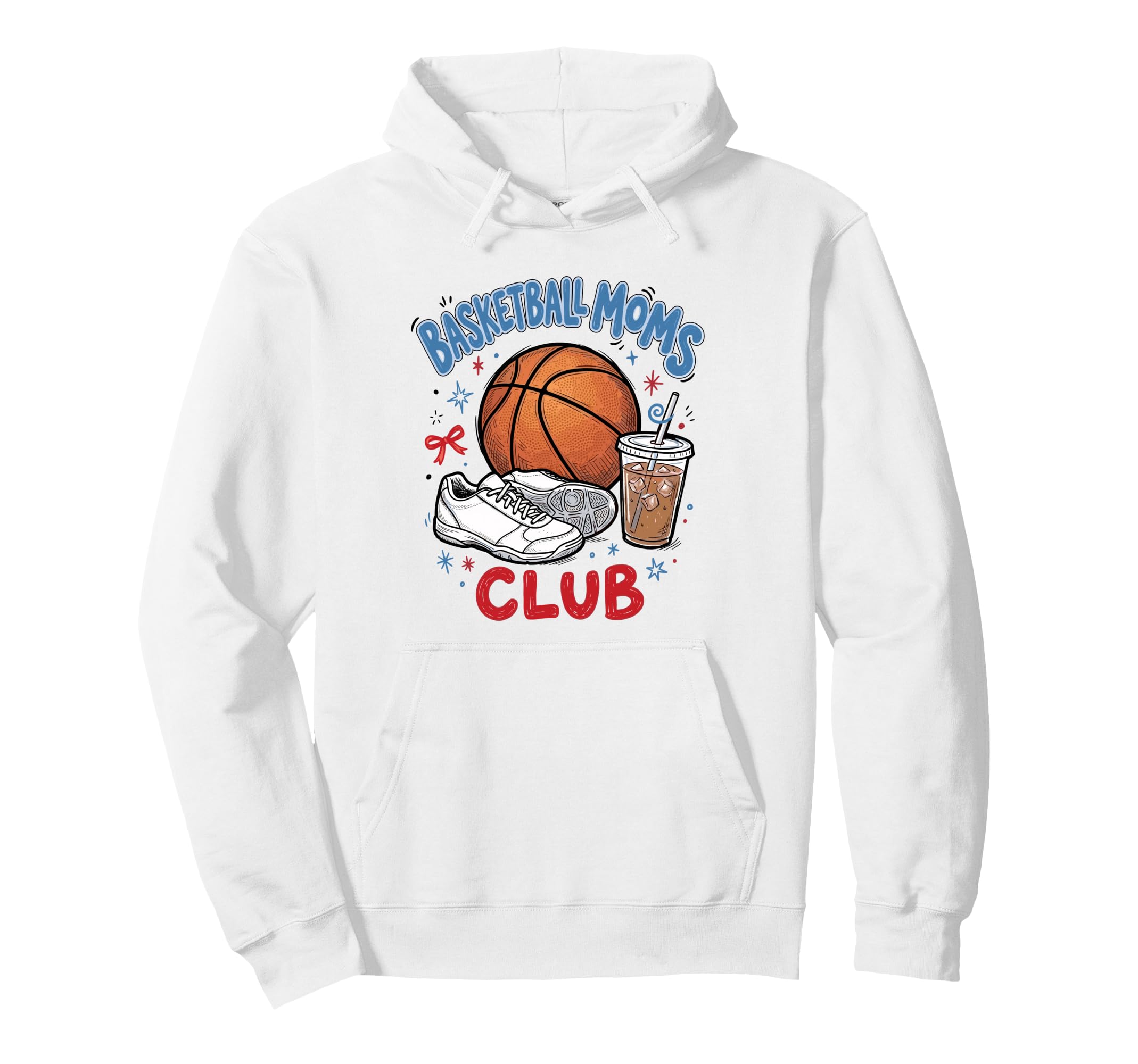 Basketball Moms Club Iced Coffee Hoodie - Novelty Apparel for Adults - T-Shirt, Sweatshirt, Hoodie
