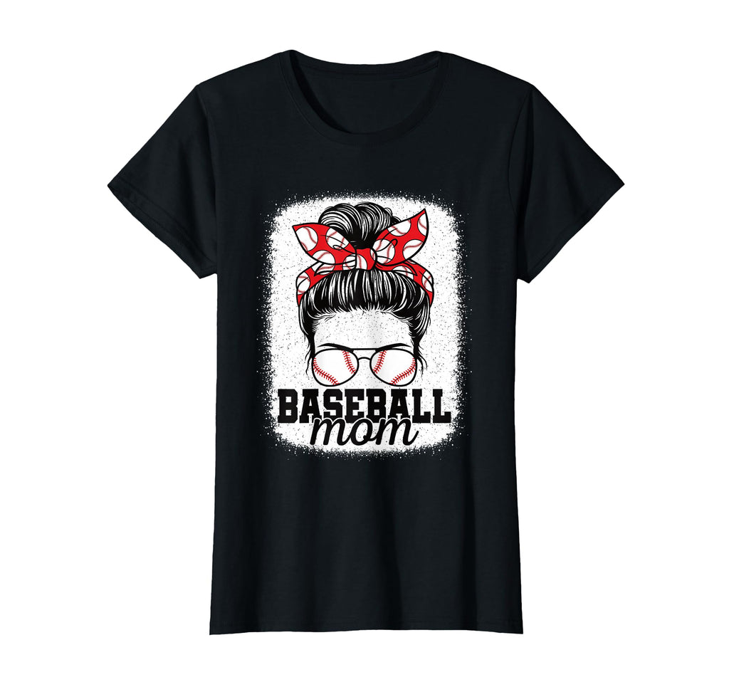 Baseball Mom Messy Bun Mommy Baseball T-Shirt - Novelty Apparel Men Women - T-Shirt, Sweatshirt, Hoodie