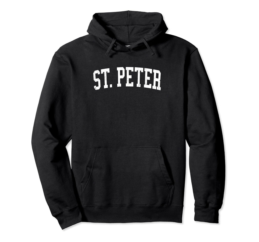 St Peter Mn Distressed White Varsity Hoodie - Trendy Graphic Unisex - T-Shirt, Sweatshirt, Hoodie