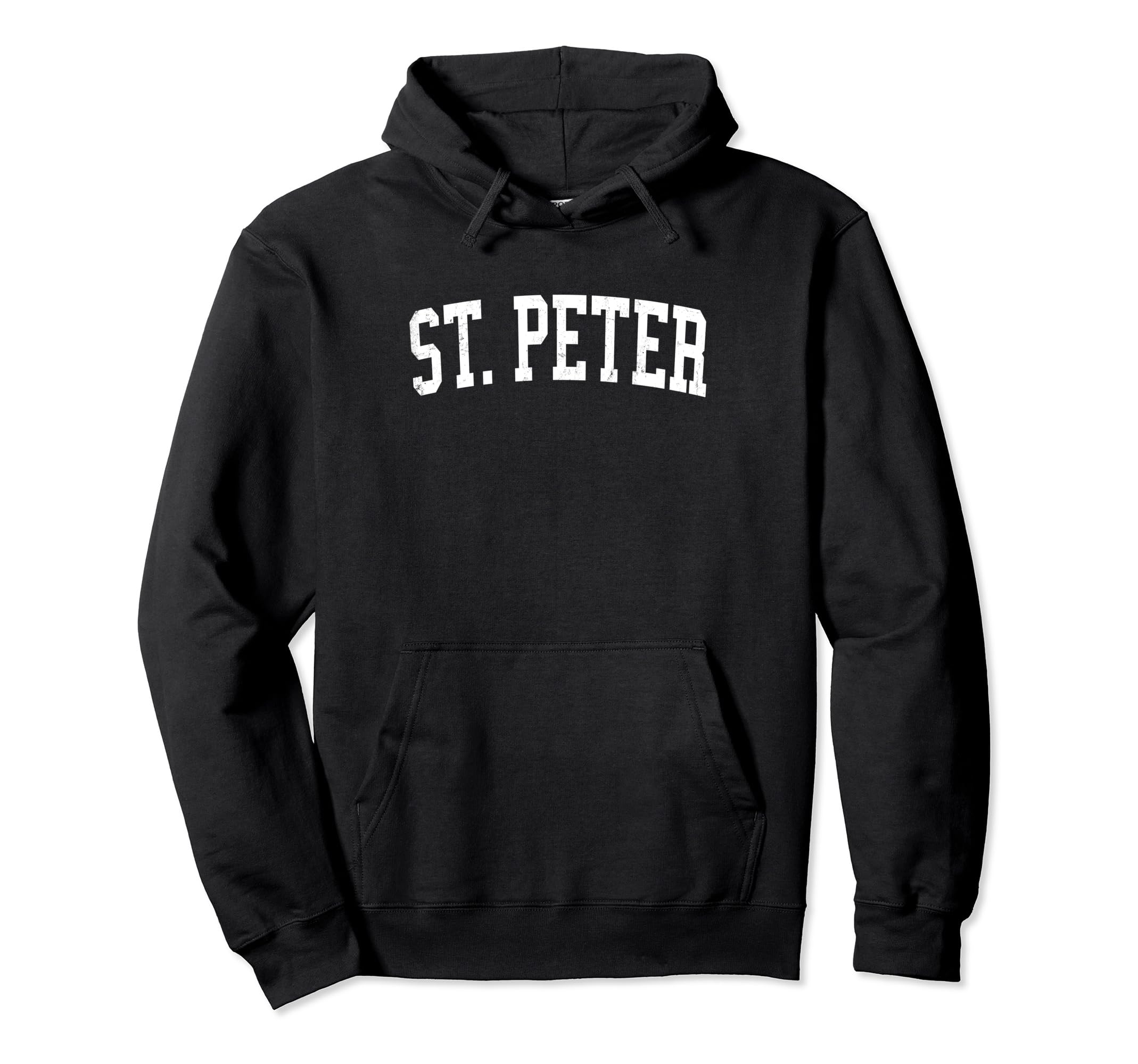 St Peter Mn Distressed White Varsity Hoodie - Trendy Graphic Unisex - T-Shirt, Sweatshirt, Hoodie