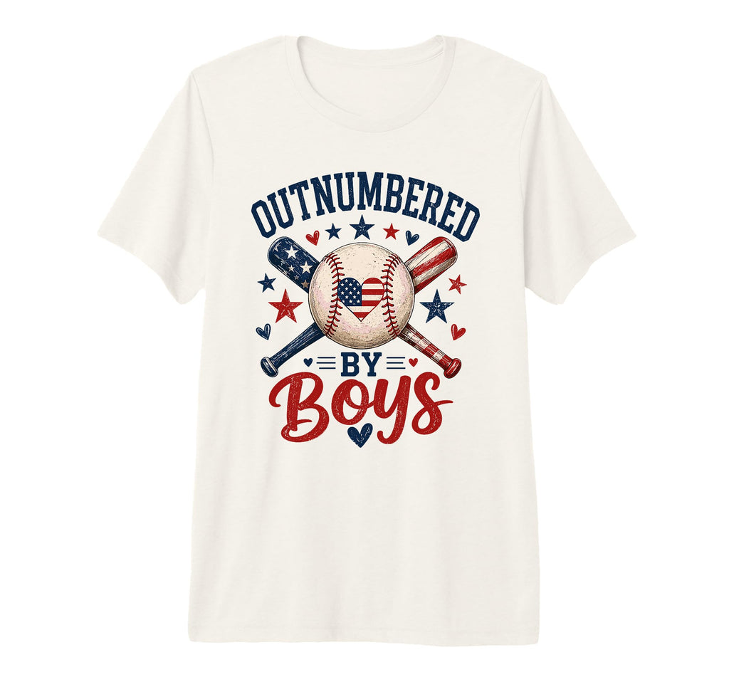 Outnumbered Baseball Mom American Flag T-Shirt - Novelty Apparel Unisex - T-Shirt, Sweatshirt, Hoodie