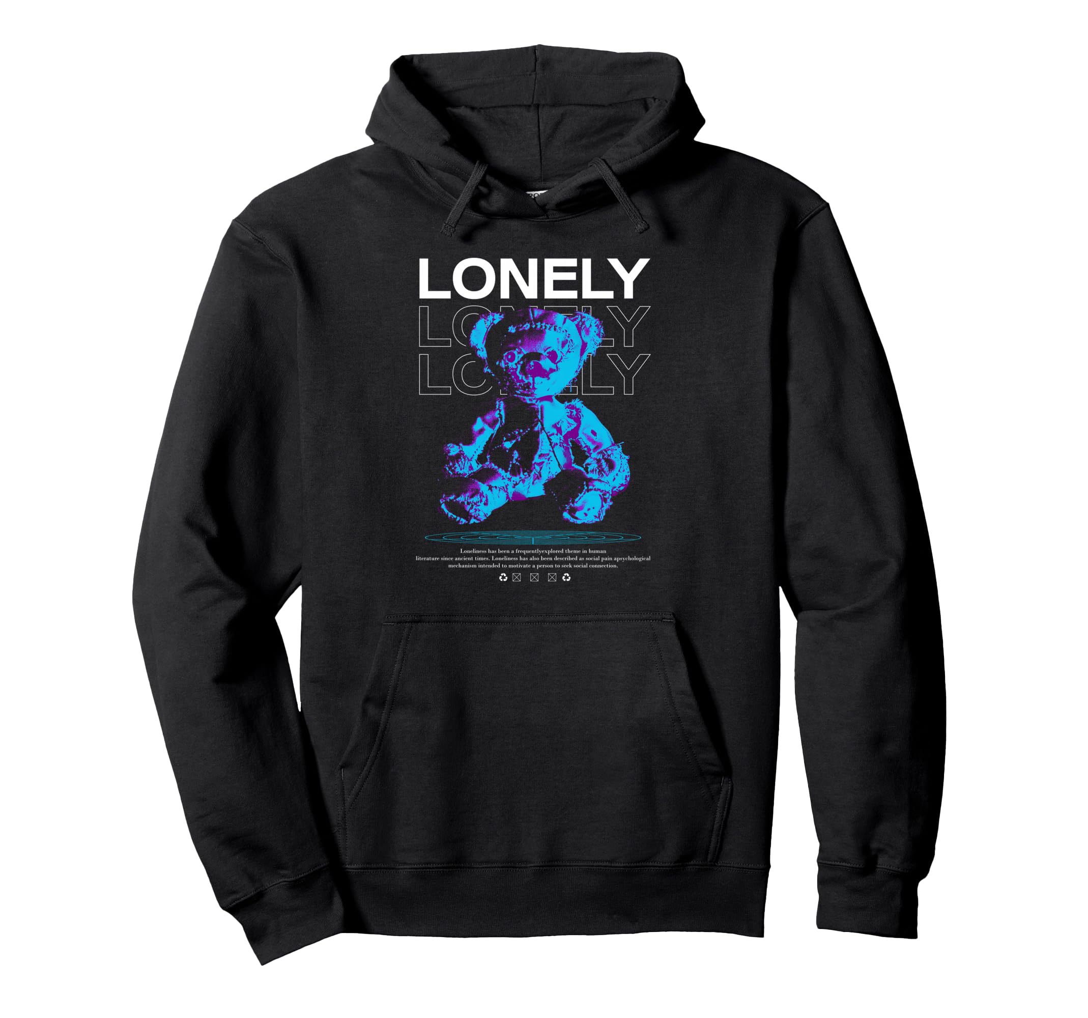 Y2K Lonely Bear Bold Urban Graffiti Aesthetic Hoodie - Graphic Print Unisex - T-Shirt, Sweatshirt, Hoodie