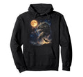 T Rex Art Celestial Moon Galaxy Hoodie - Aesthetic Graphic Men Women - T-Shirt, Sweatshirt, Hoodie