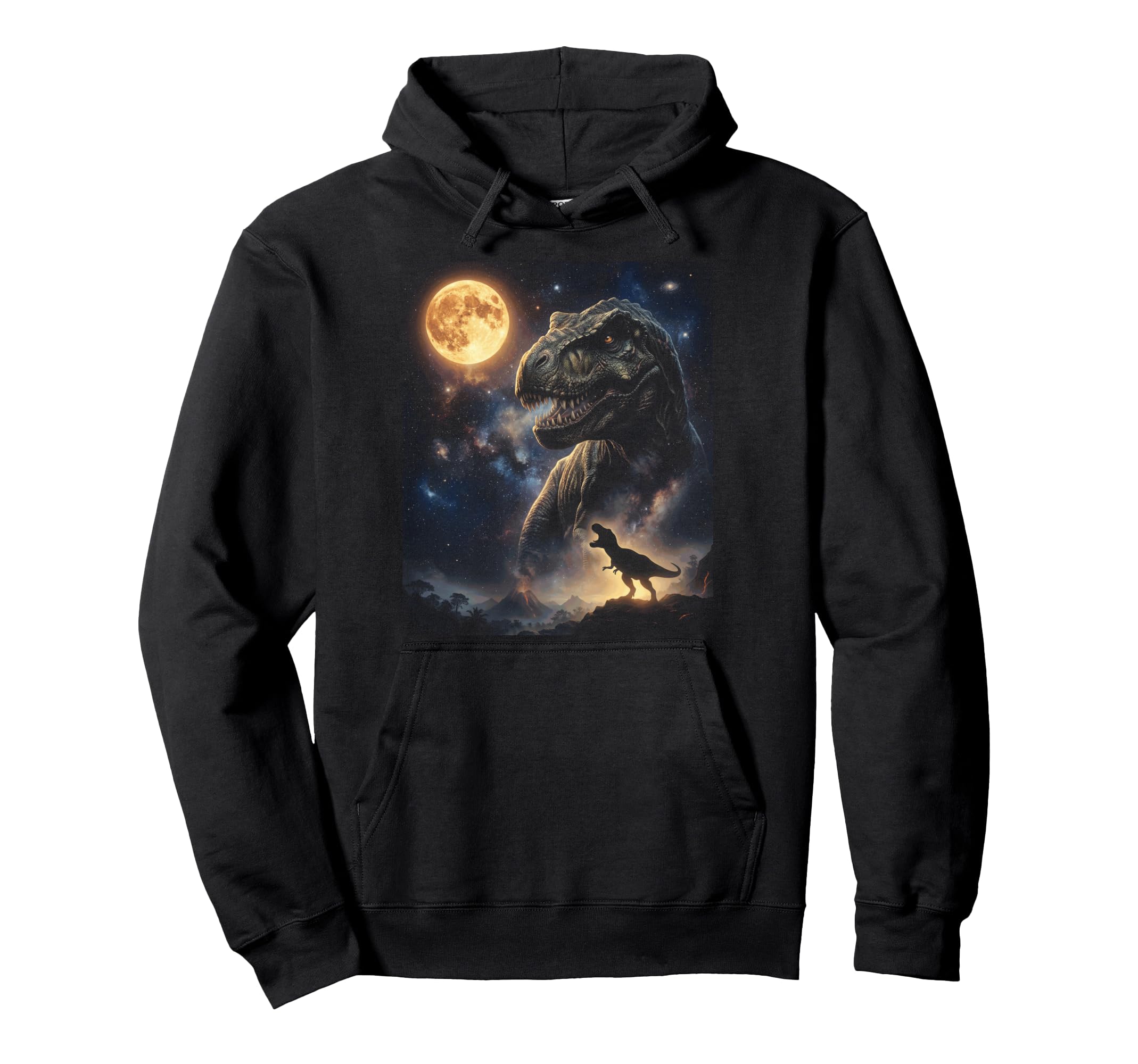 T Rex Art Celestial Moon Galaxy Hoodie - Aesthetic Graphic Men Women - T-Shirt, Sweatshirt, Hoodie