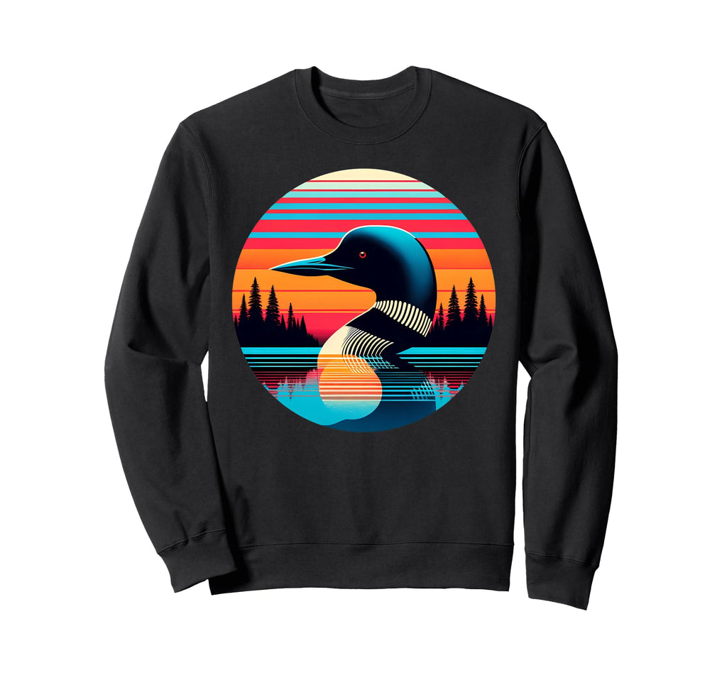 Loon Bird Sunset Safari 70S Sweatshirt - Streetwear Style Unisex - T-Shirt, Sweatshirt, Hoodie
