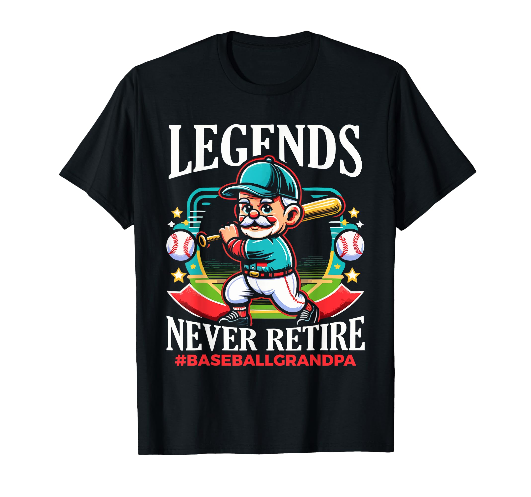 Baseball Grandpa Grandfather Gramps T-Shirt - Custom Art Print Unisex - T-Shirt, Sweatshirt, Hoodie